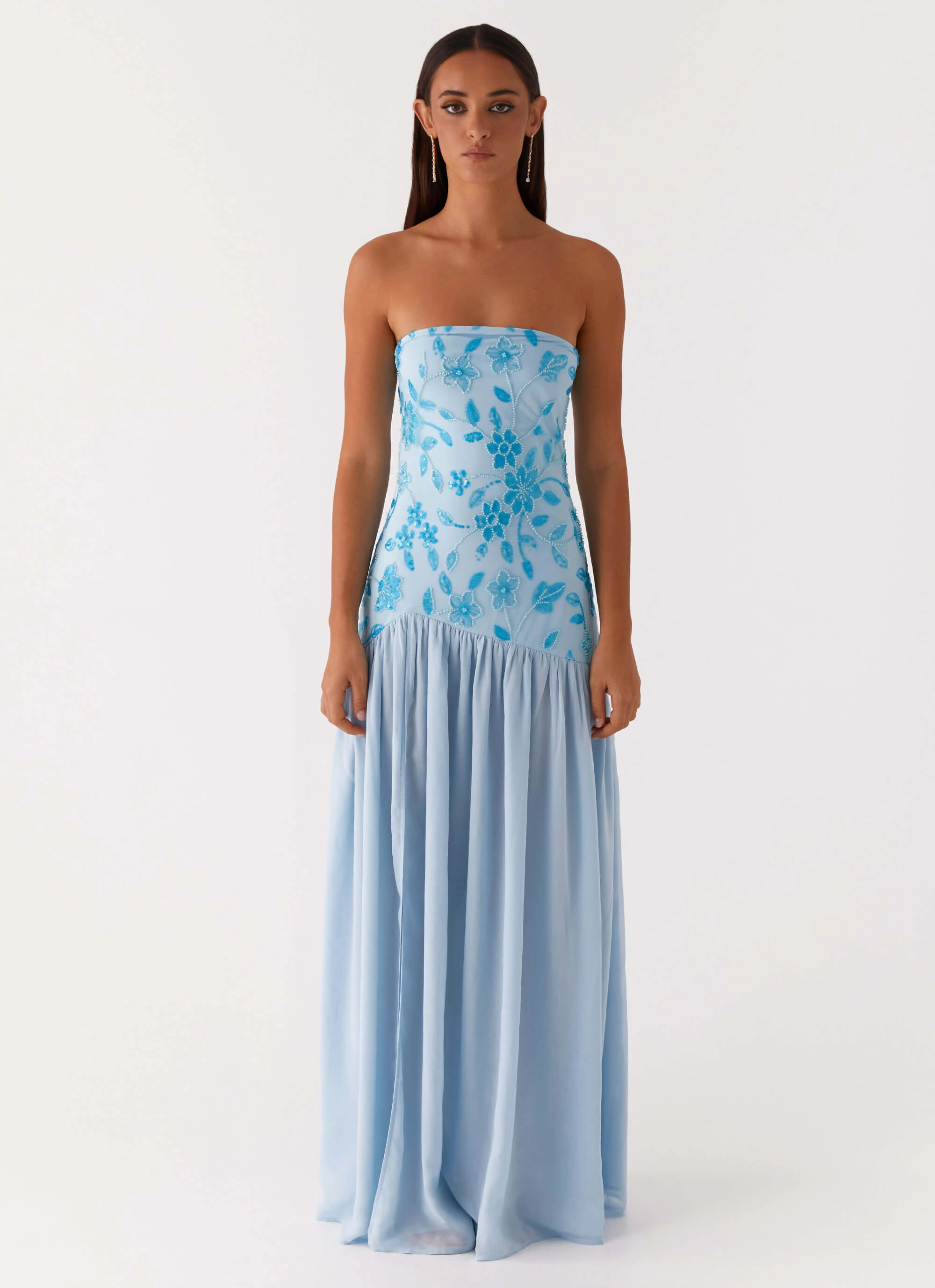 Eden Strapless Beaded Maxi Dress - Blue Winter-Season