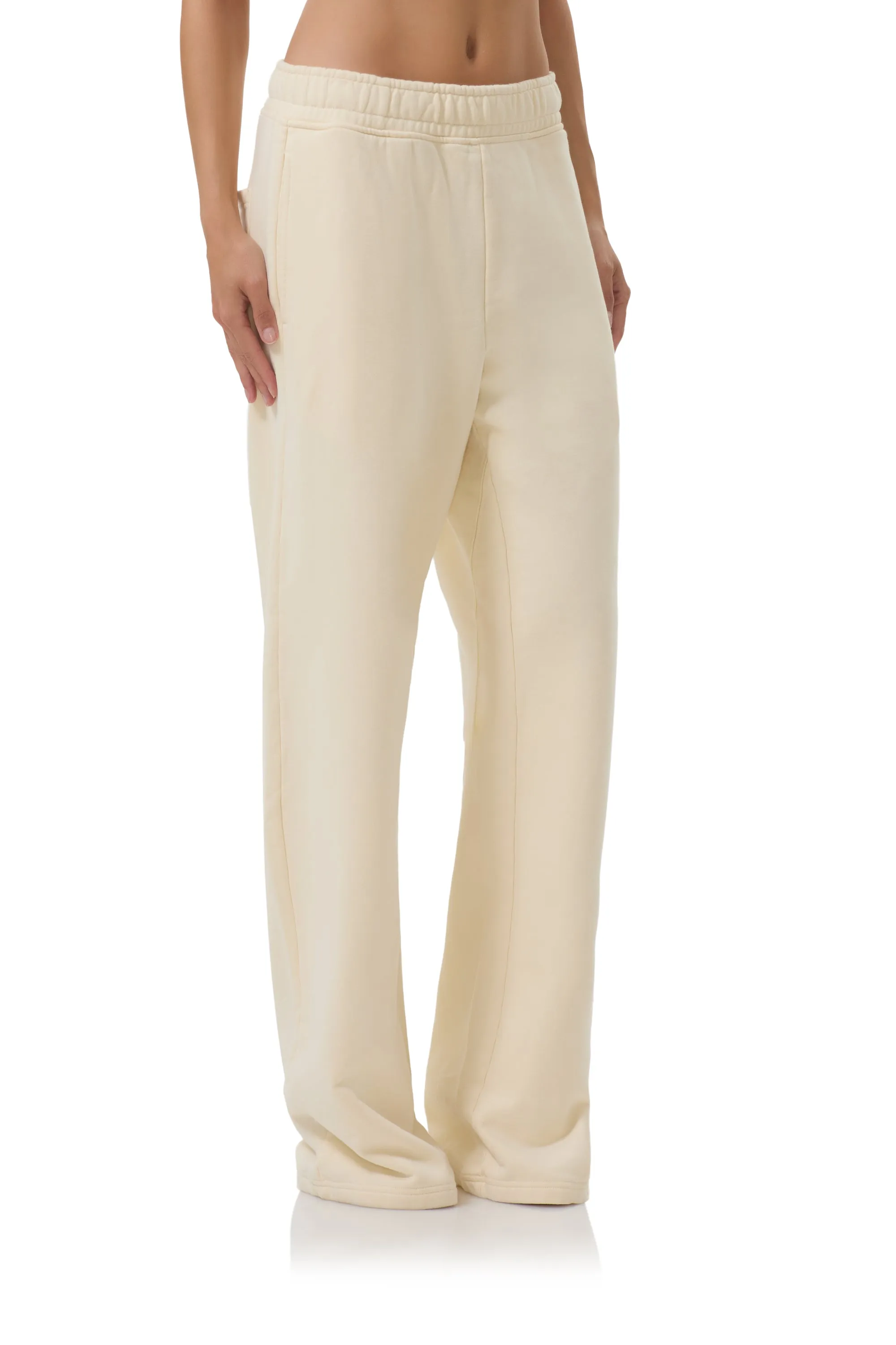 Structured fabric Finley Straight Leg Sweatpant - Vintage White