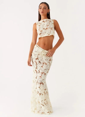 Fiorella Floret Maxi Skirt - Yellow Heritage Inspired Simple Style