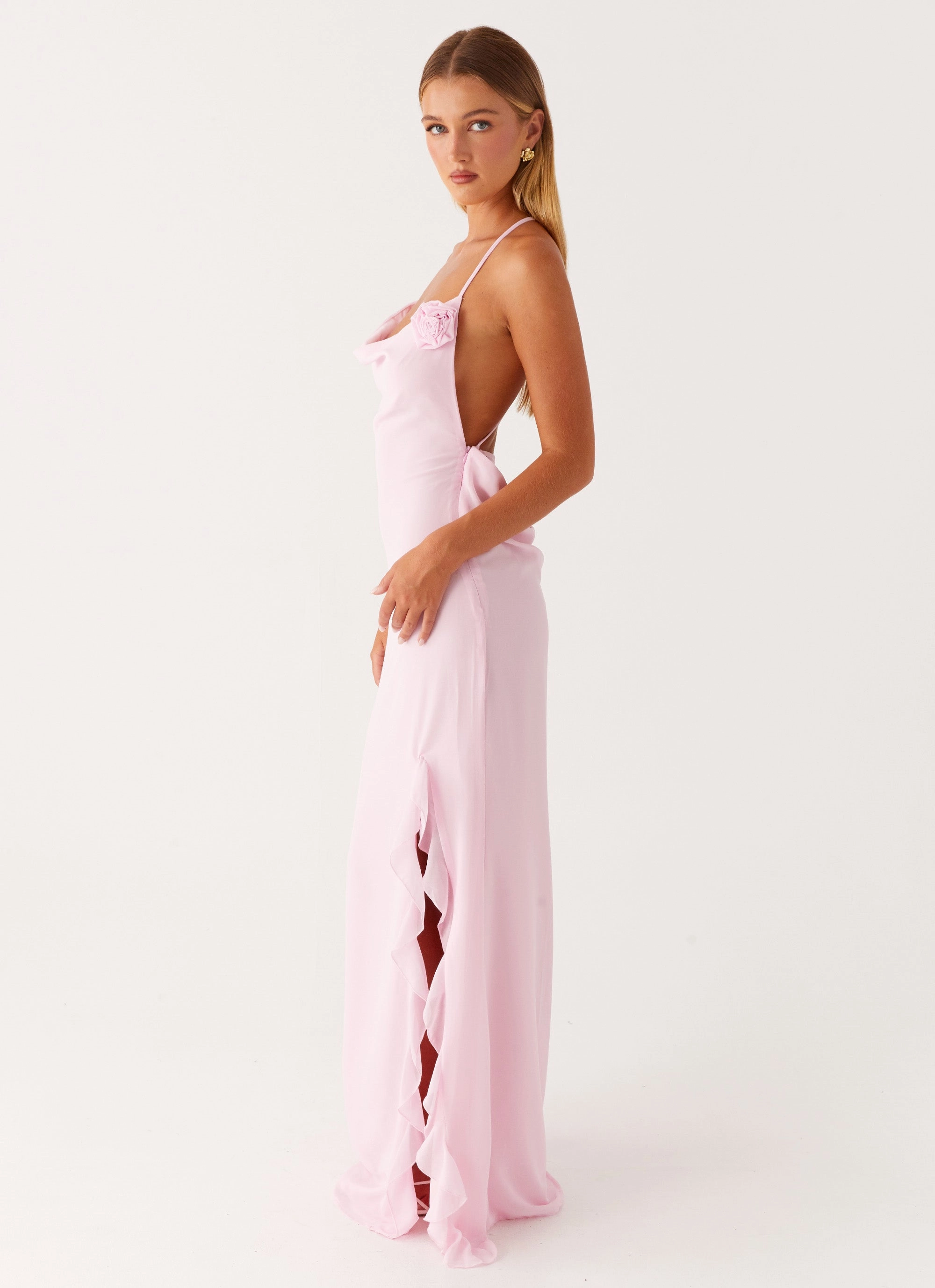 First Class Maxi Dress - Pink Fall Comfort Sleek Drape
