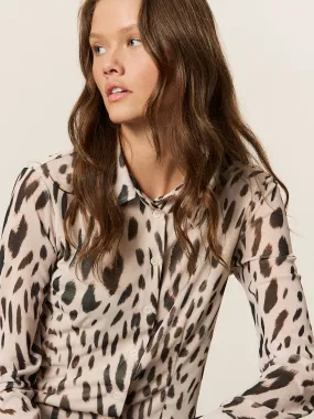 Fitted Mesh Button Down Top Mother Leo Comfortable Fabric Temperature Control Fabric