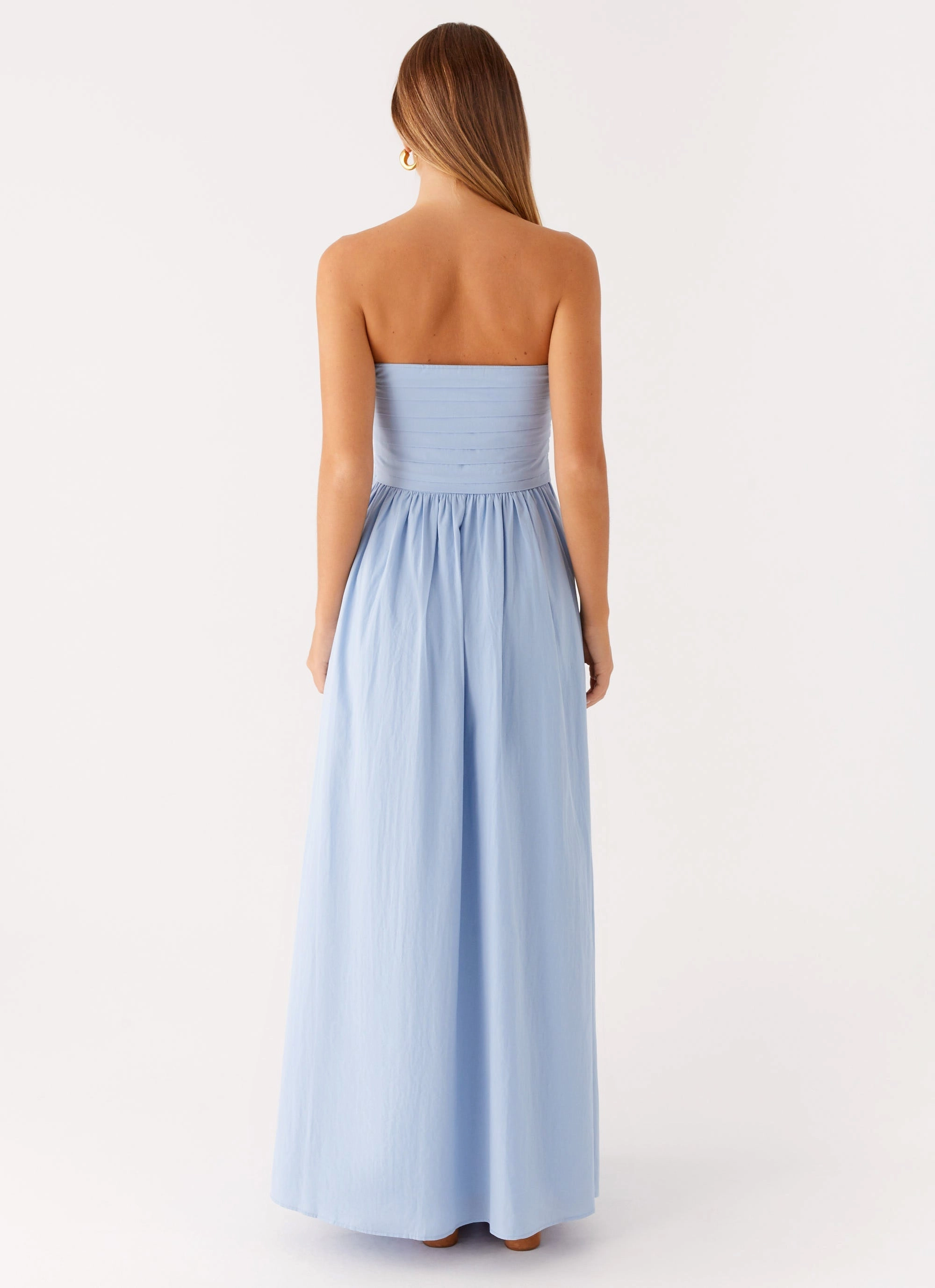 Beaded-Sleeve Tamia Maxi Dress - Blue