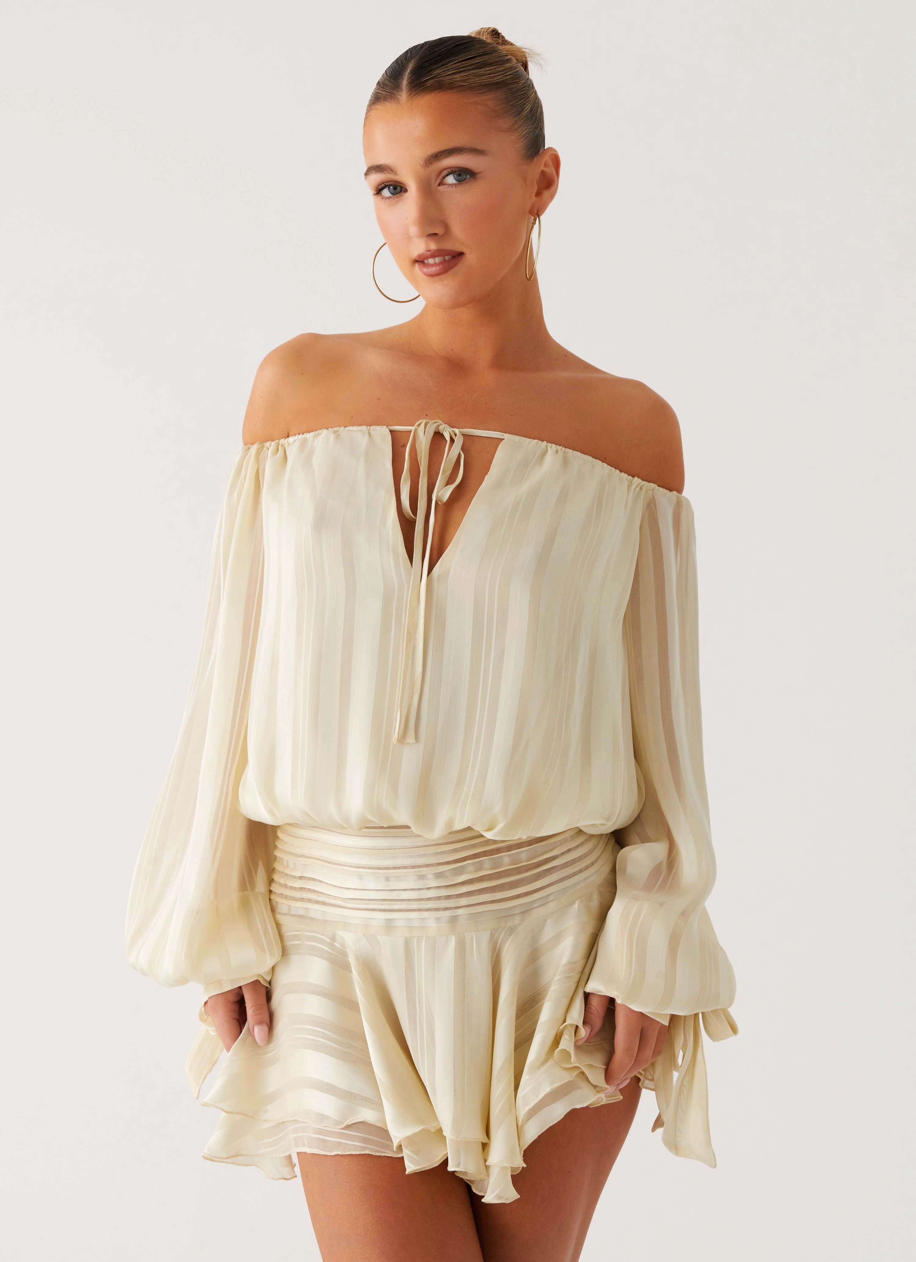 Timeless Comfort Eira Balloon Sleeve Mini Dress - Ivory