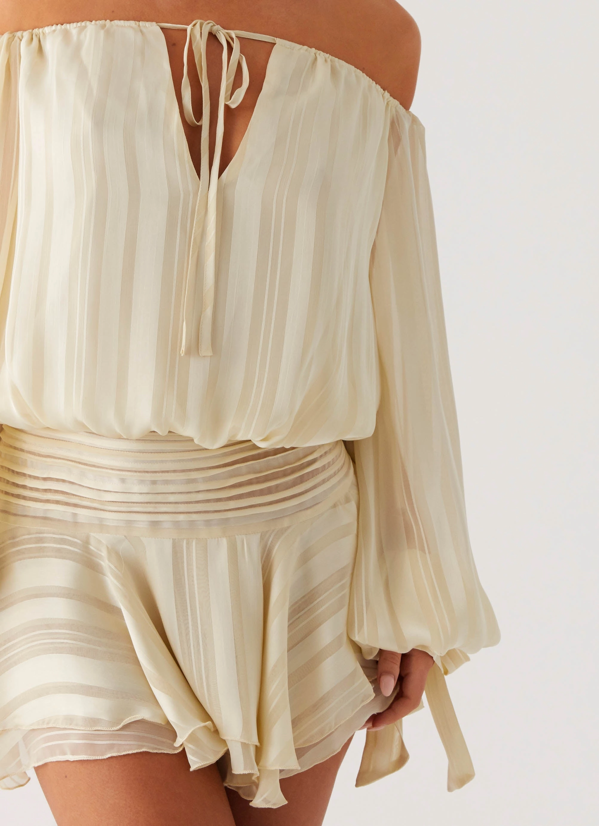 Church Proper Layered-Look Eira Balloon Sleeve Mini Dress - Ivory