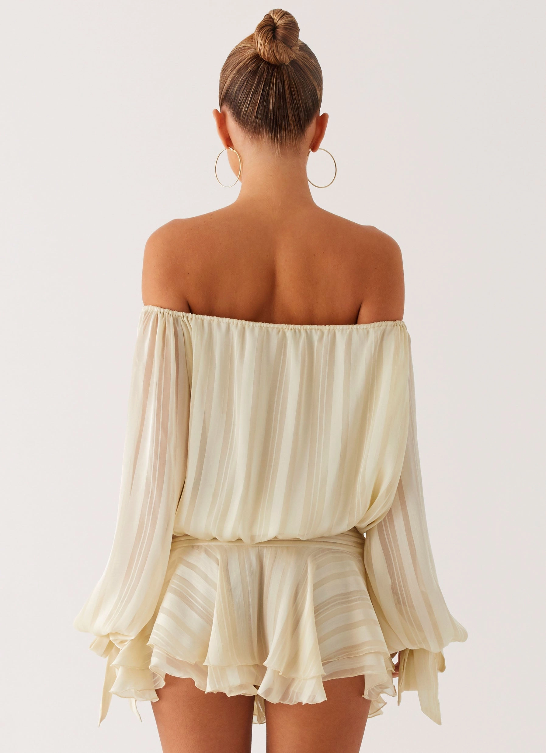 Eira Balloon Sleeve Mini Dress - Ivory Vibrant Style