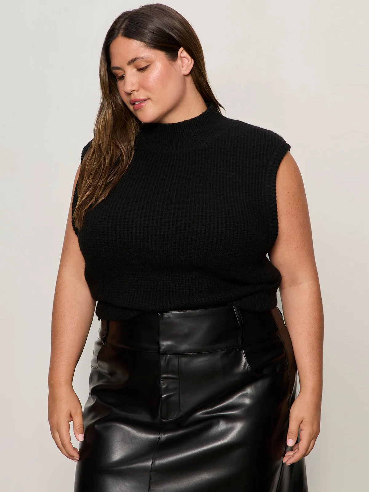 Flattering Waist City Sweater Shell Black Extended Sizing NonSlipGrip