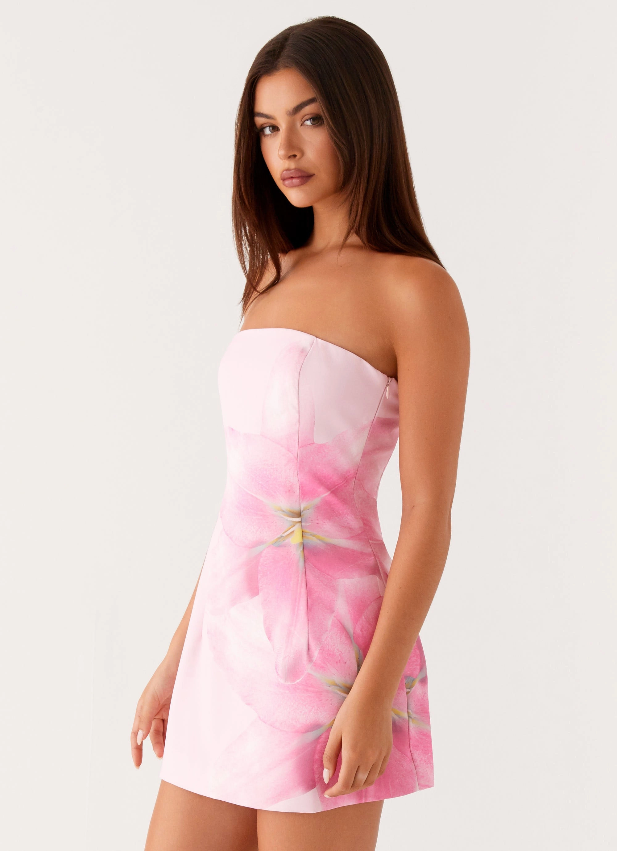 Feminine Charm Sugar Rush Strapless Mini Dress - Pink