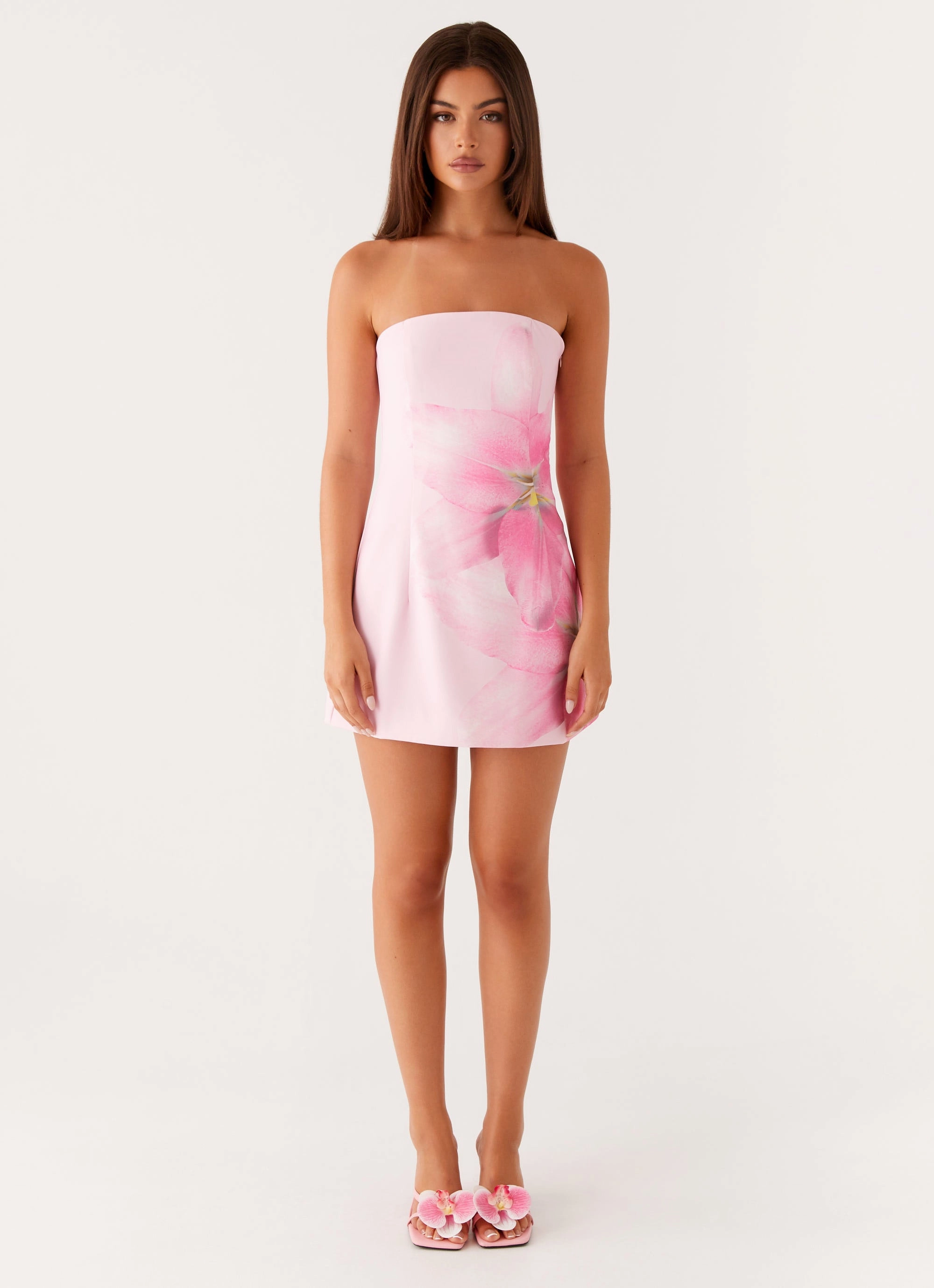 Detachable Tie Sugar Rush Strapless Mini Dress - Pink