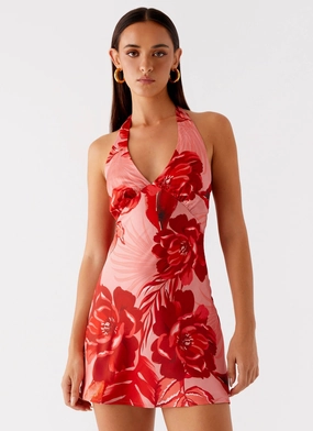 Heavy Hearted Mini Dress - Sicily Sunsets Print Comfort First Smooth Texture