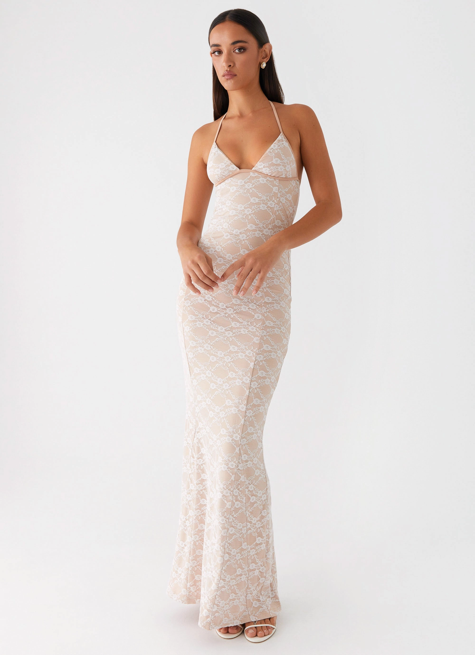 Relaxed Layer Subtle Finish Jolina Lace Maxi Dress - White