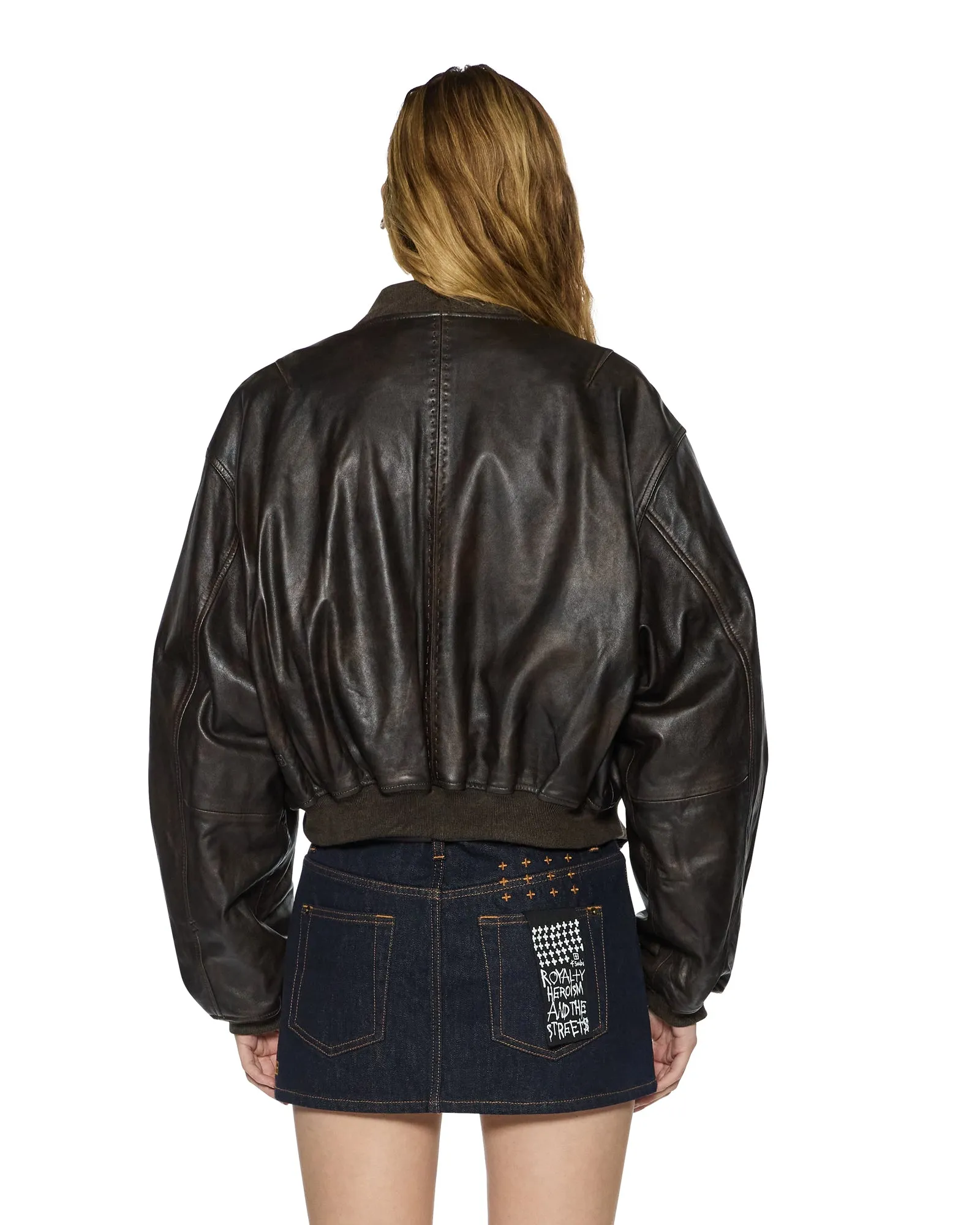 ALPHA CROP BOMBER WORN BLACK Rugged Outer Shell