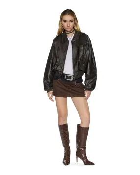 Light Function Facilitate ALPHA CROP BOMBER WORN BLACK