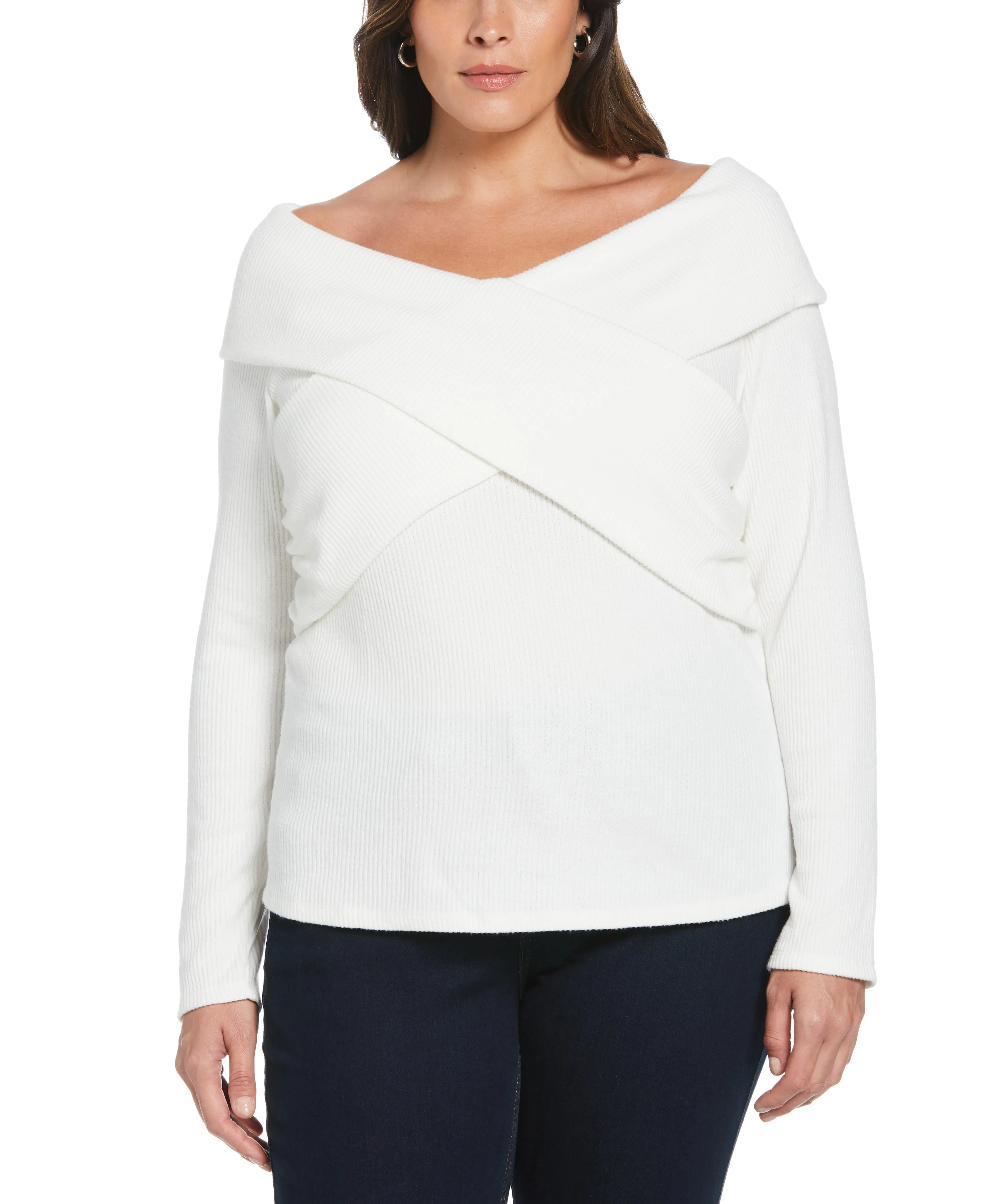 Plus Size Marilyn Ribbed Crossover Top Sustainable Waterproofing