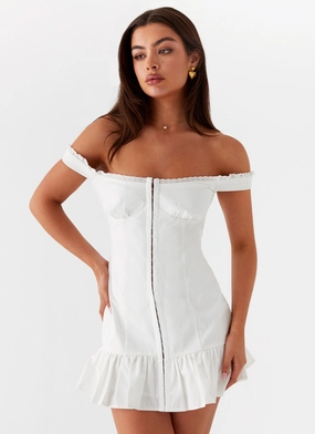 High Street Chic Odessa Frill Mini Dress - White