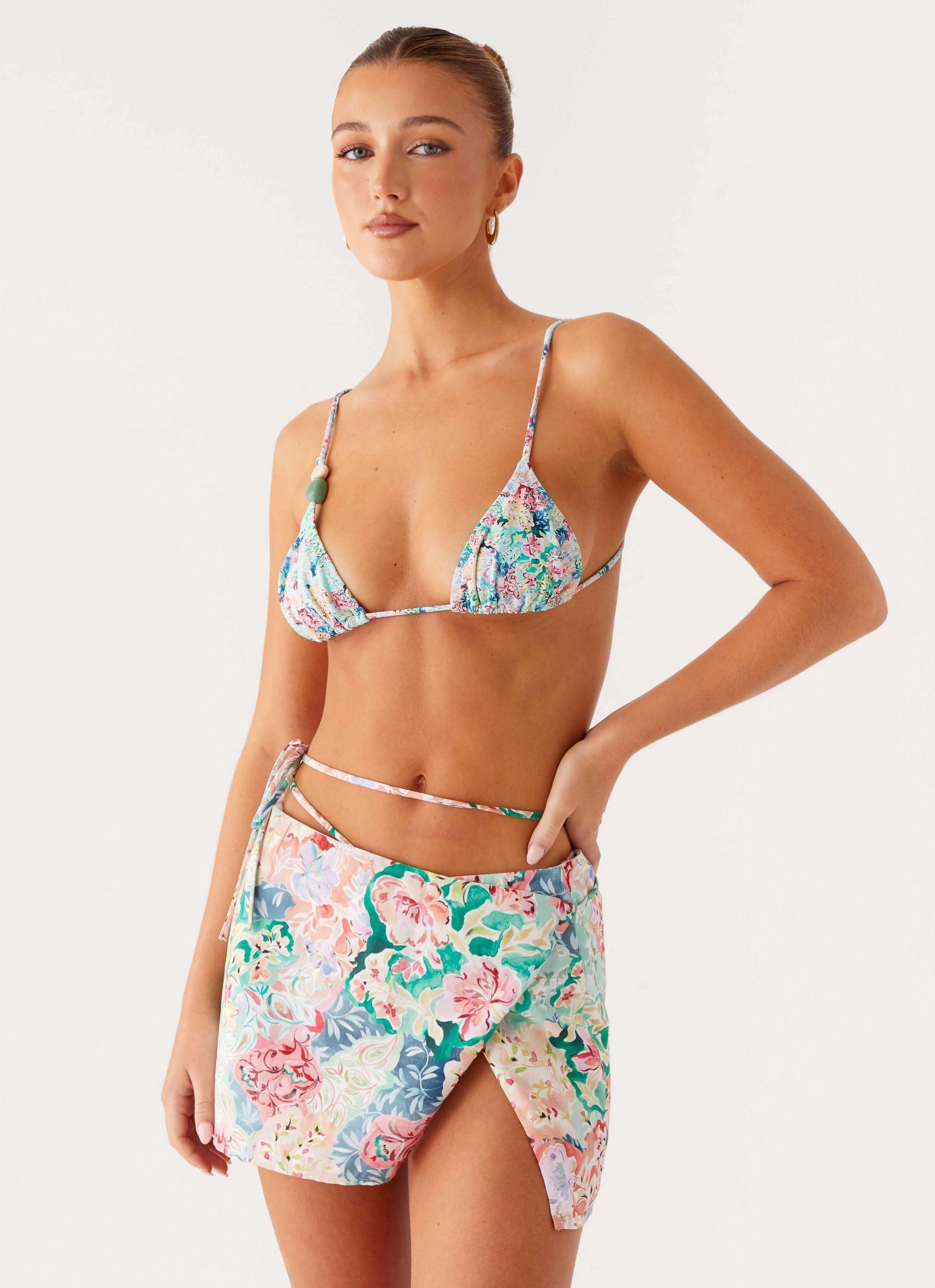 tech fabric Miradelle Wrap Mini Skirt - Santorini Floral