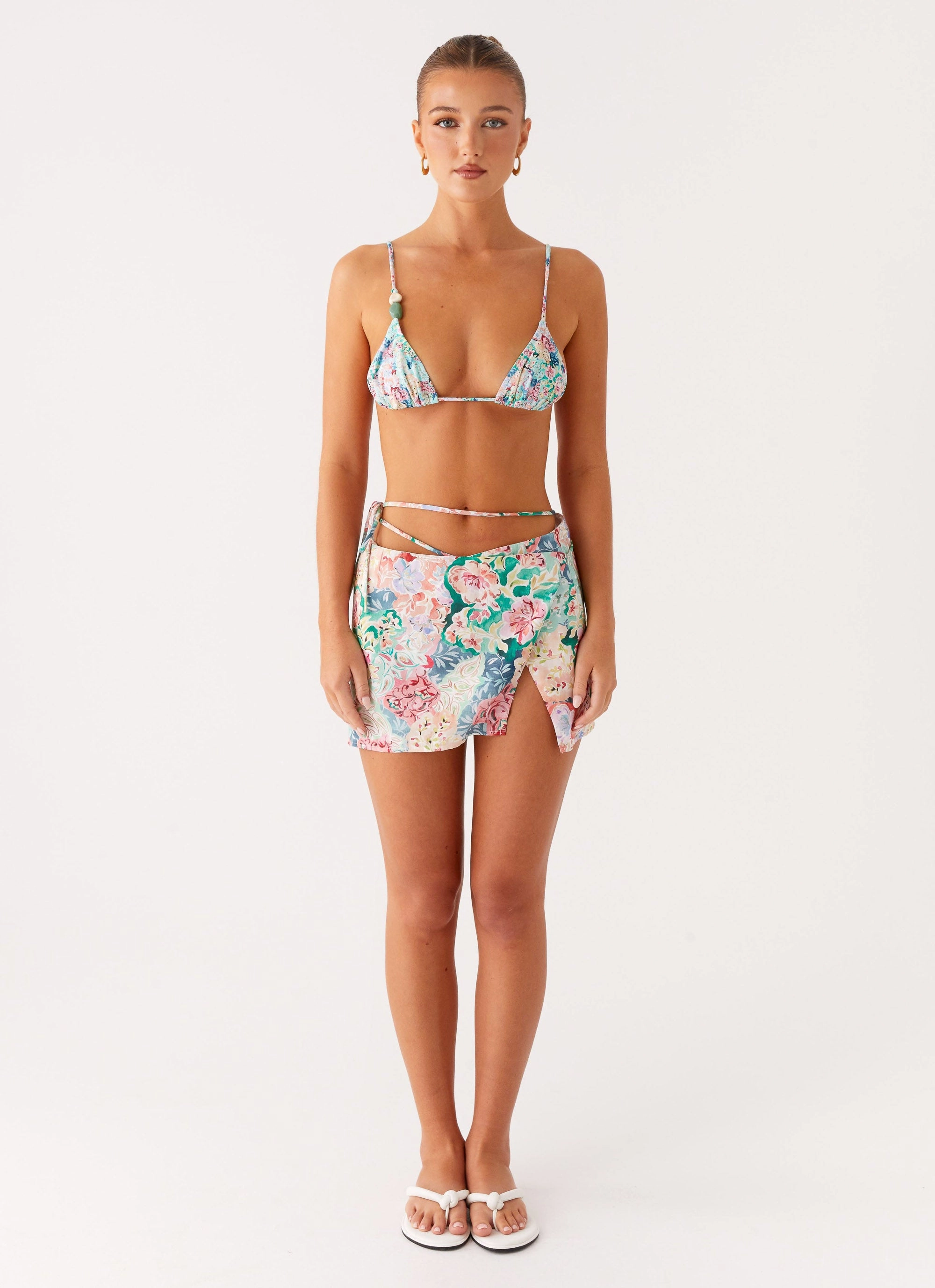 Structured silhouette Miradelle Wrap Mini Skirt - Santorini Floral