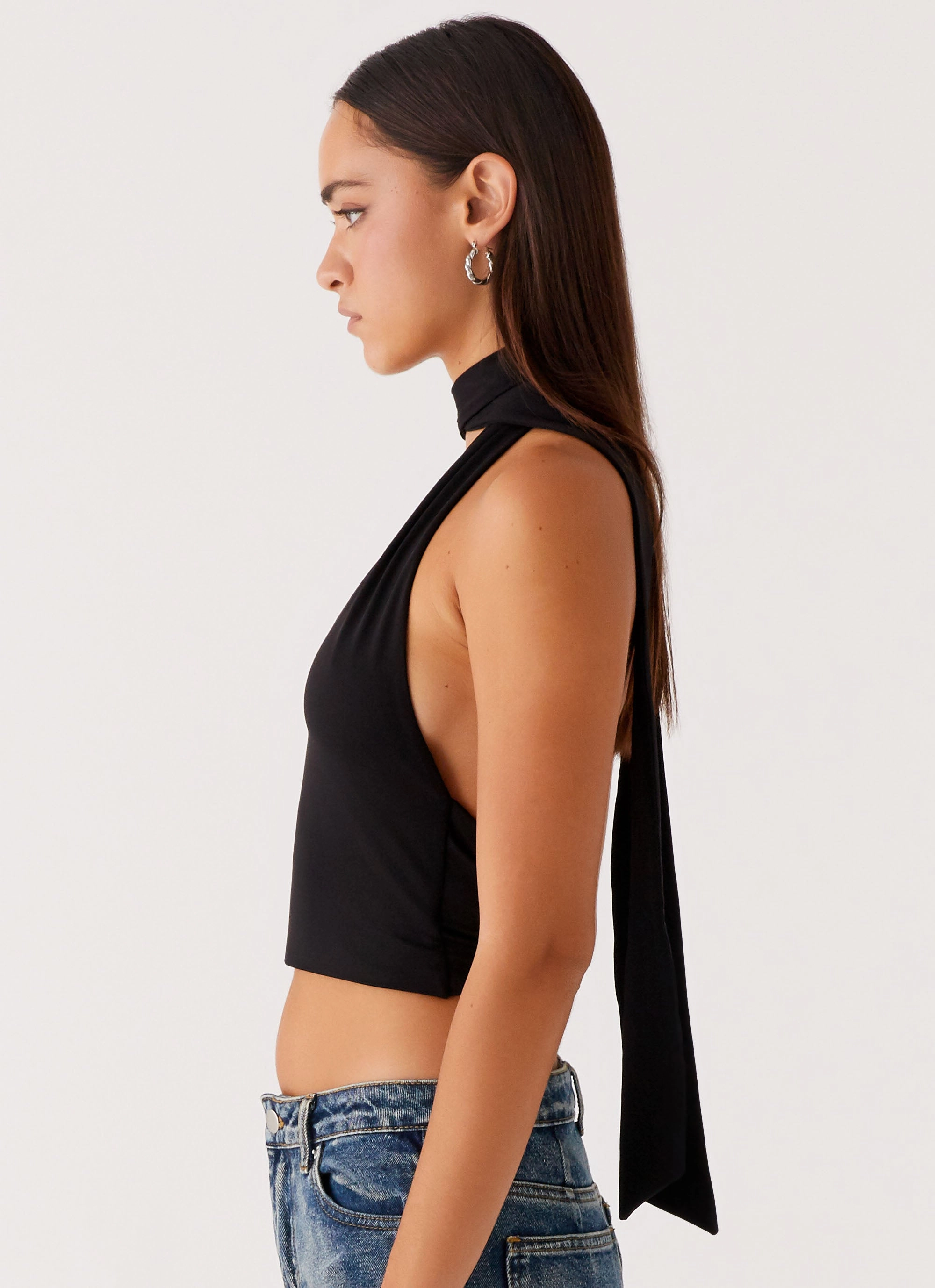 Chrysta Halterneck Top - Black Relaxed Look