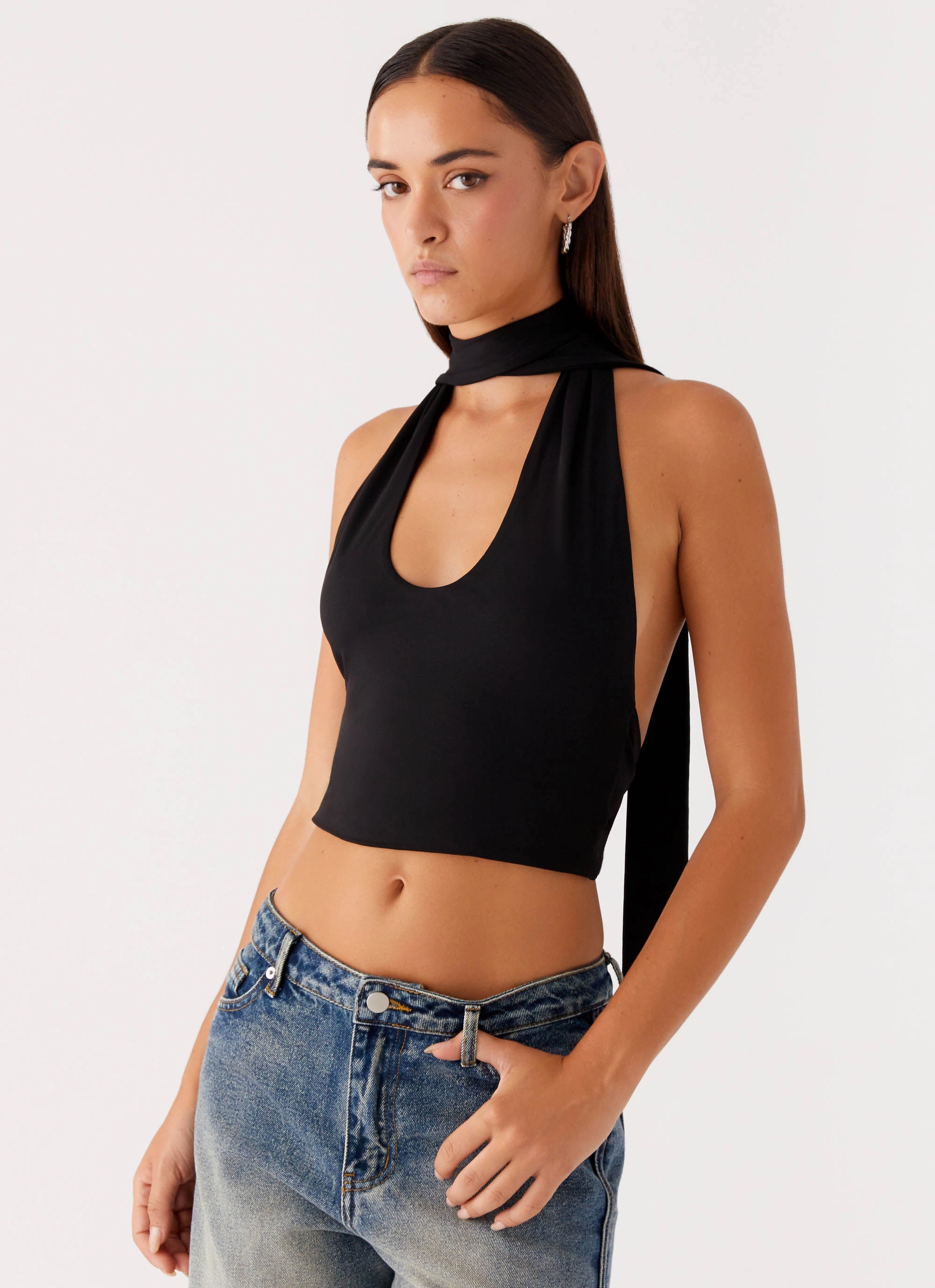Chrysta Halterneck Top - Black UPF Protective Fabric FeatherlightConstruction
