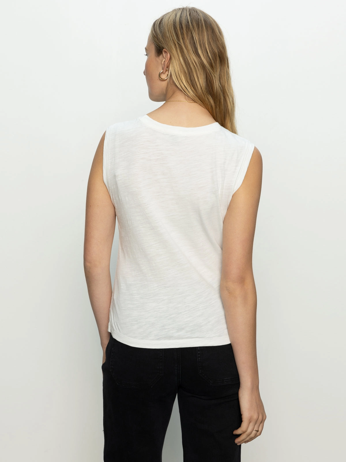 Ethical production Adjustable Cuff Draped Tank White