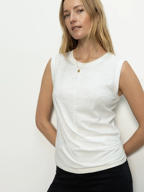 AthleticInspired HiddenStoragePocket Draped Tank White