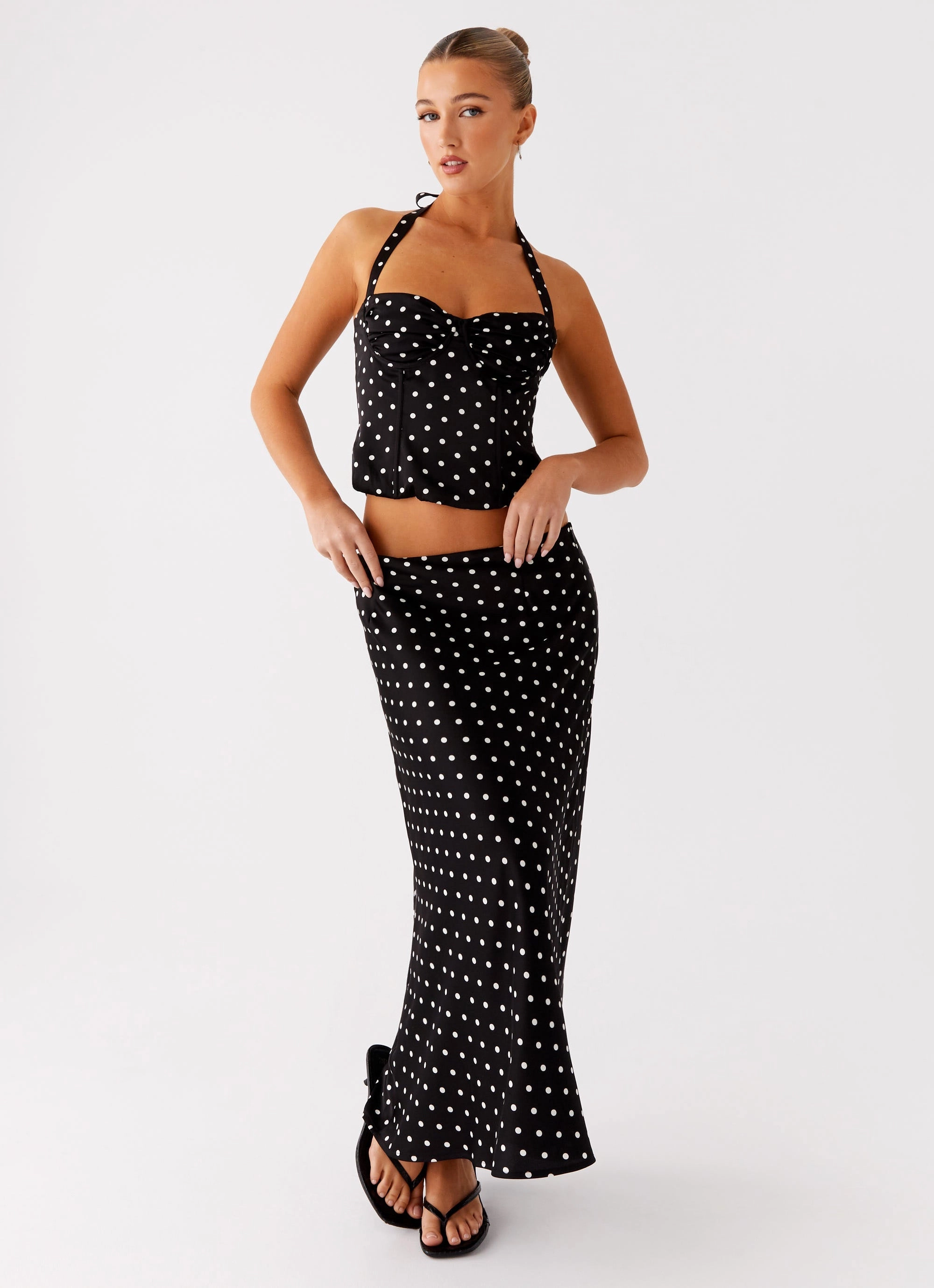 Breanne Top - Black Polka Dot Durable Binding