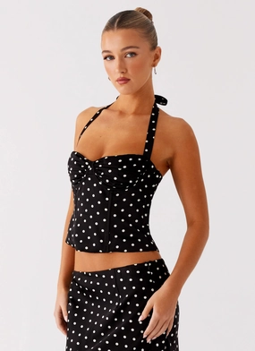Breanne Top - Black Polka Dot Trendy Cardigan Printed Hoodie