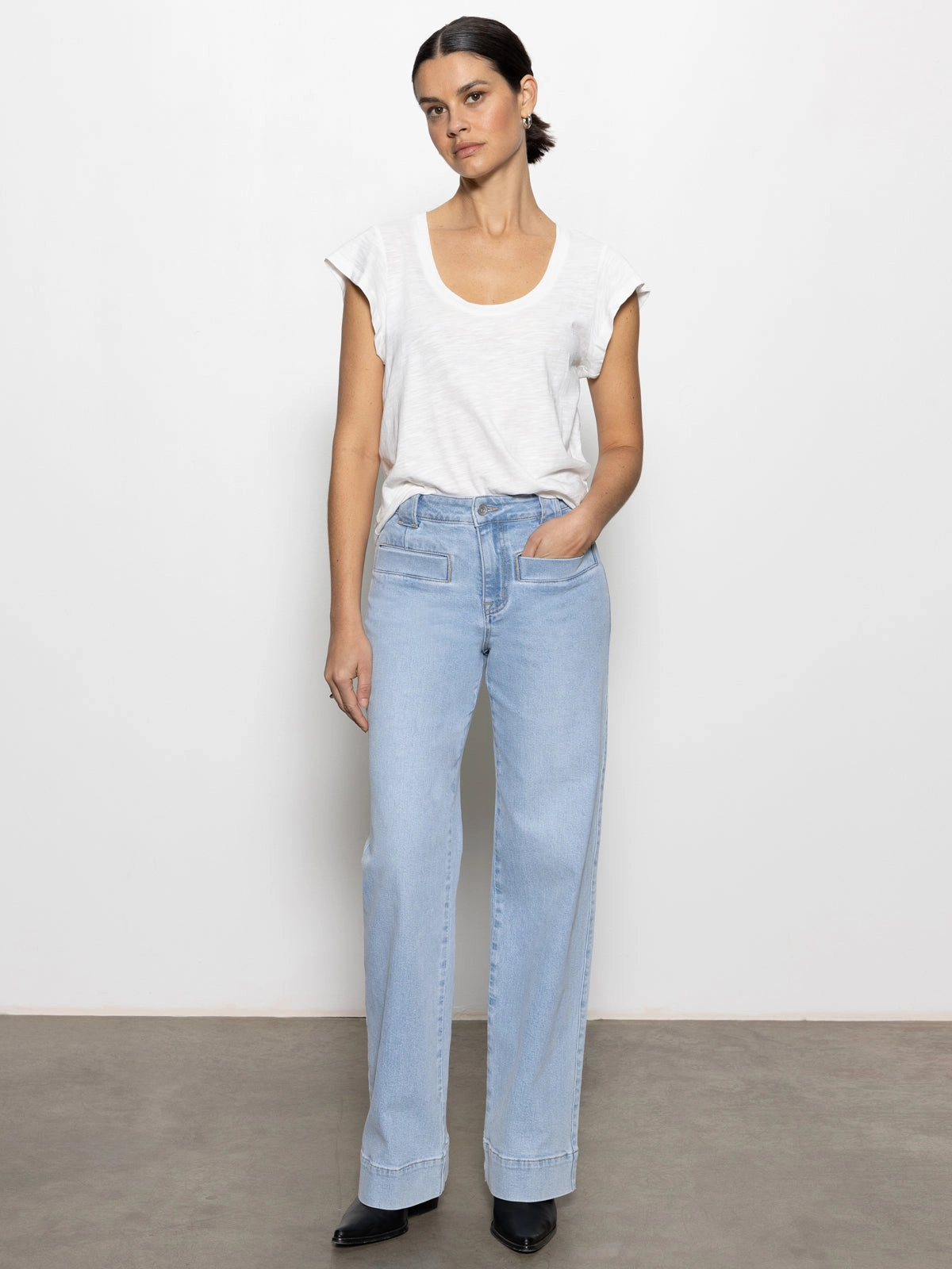 Recycled Material Blend Layered Ply Construction Voyage Standard Rise Full Length Jeans Wishful Thinking