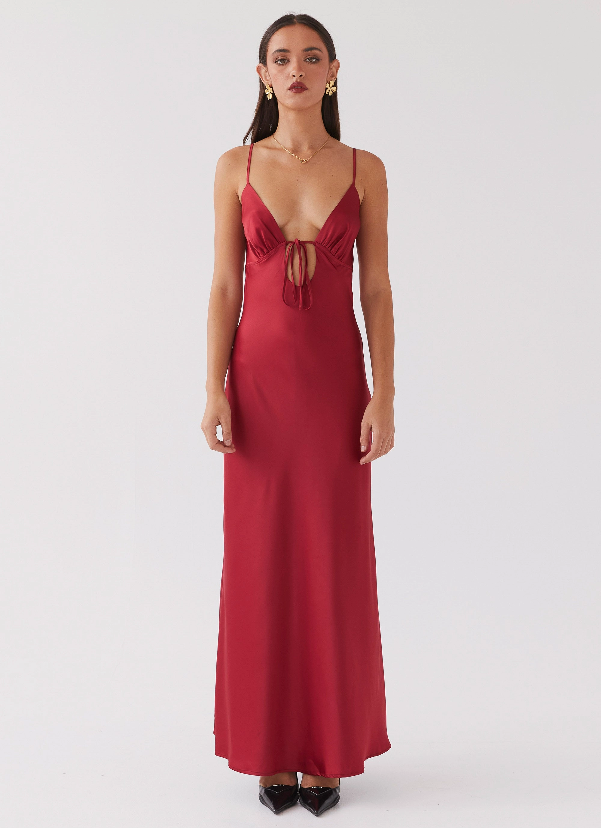 Practical-Style Day-to-evening dress Flora Satin Maxi Dress - Cherry