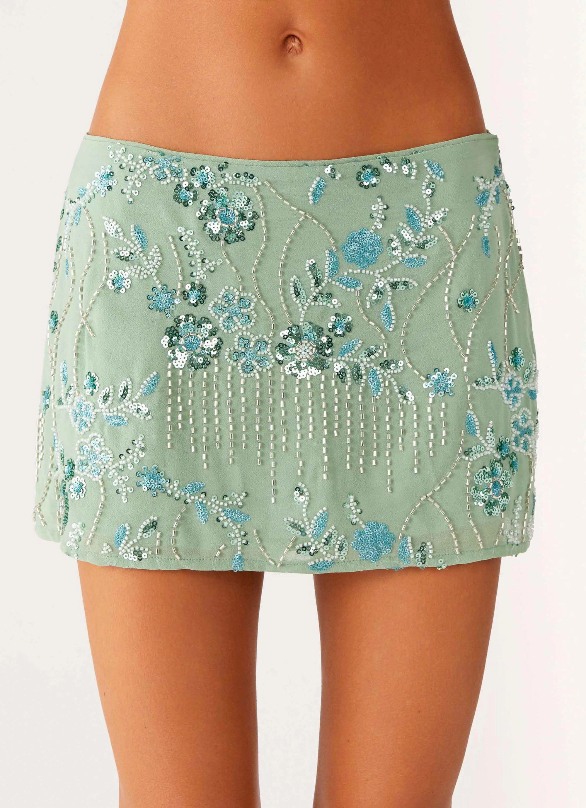 Adored By You Mini Skirt - Mint Water Repellent