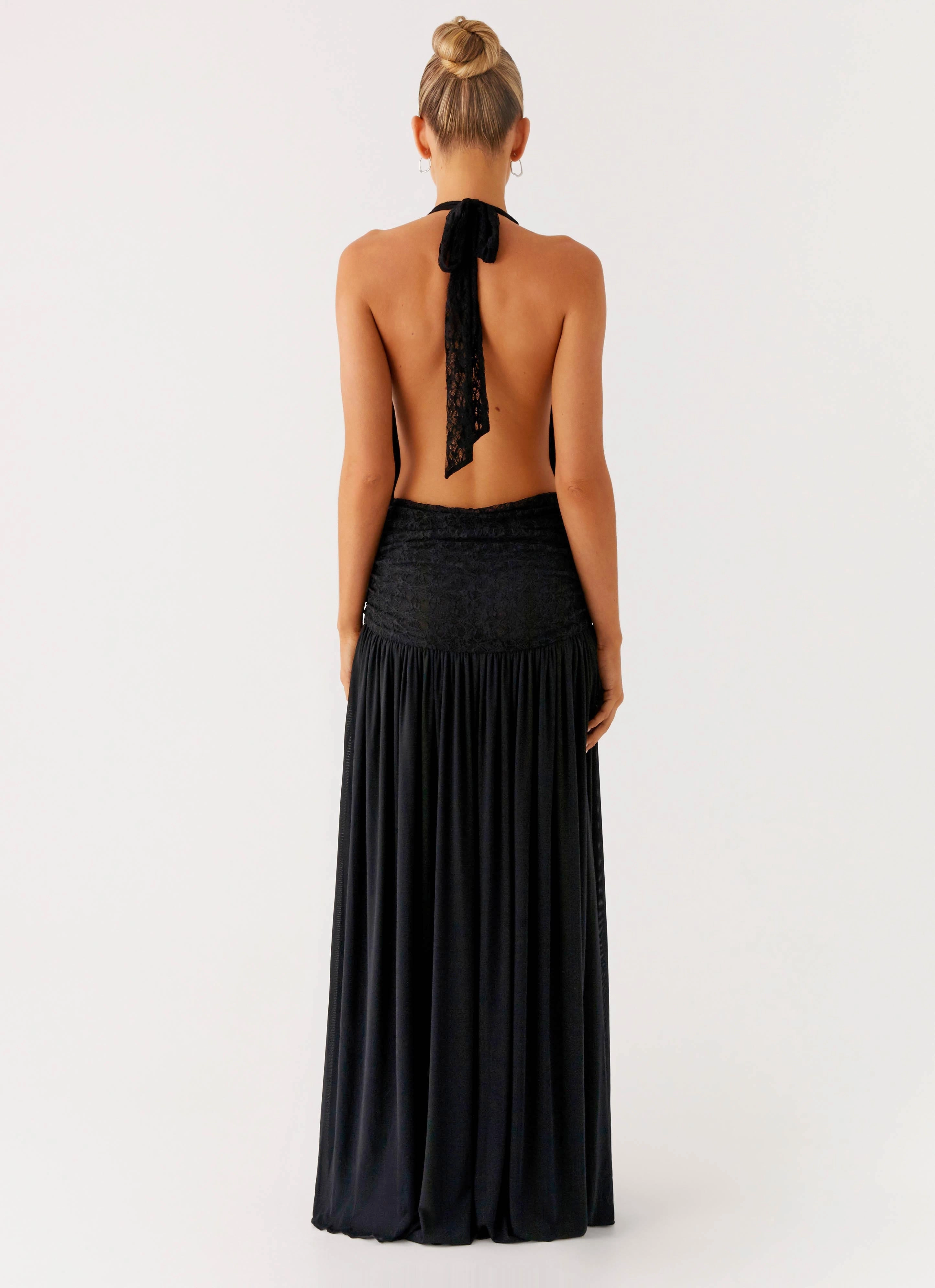 Vibrant Wear Flattering Style Fit Full Attention Maxi Dress - Black