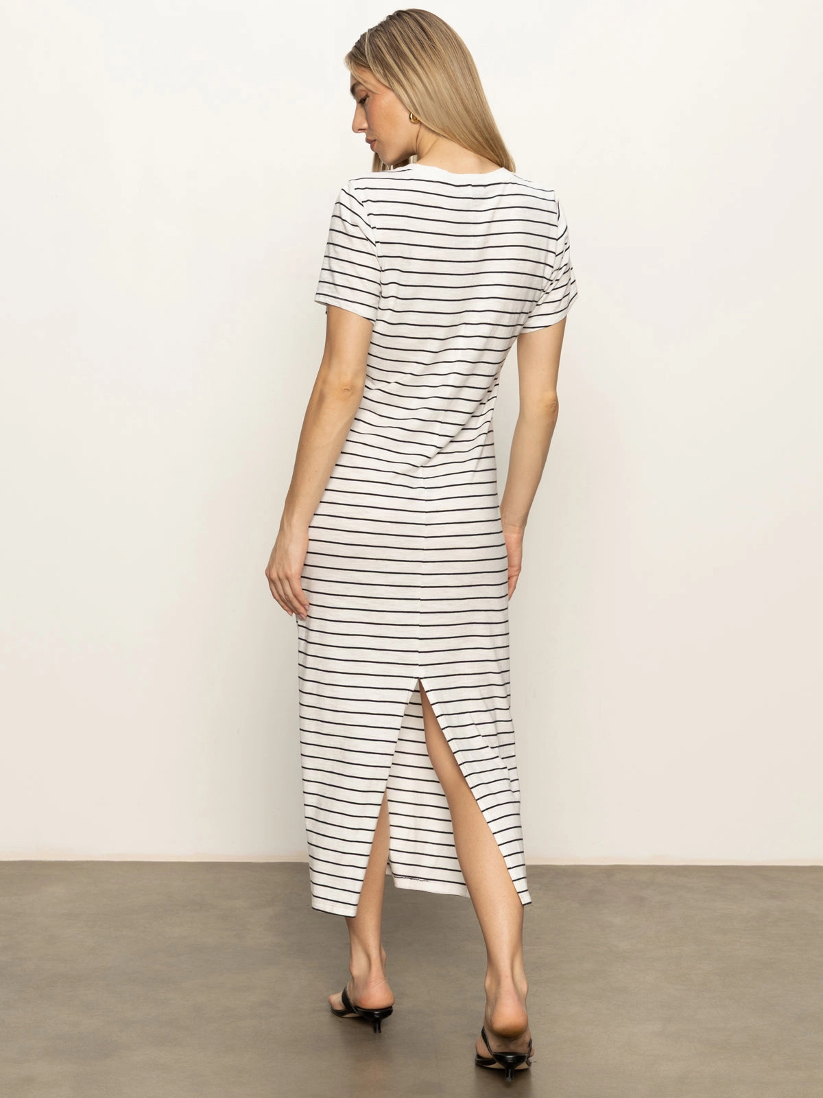 AntiFade Treatment SoftKnit Perfect Tee Maxi Dress Chalk Black Stripe