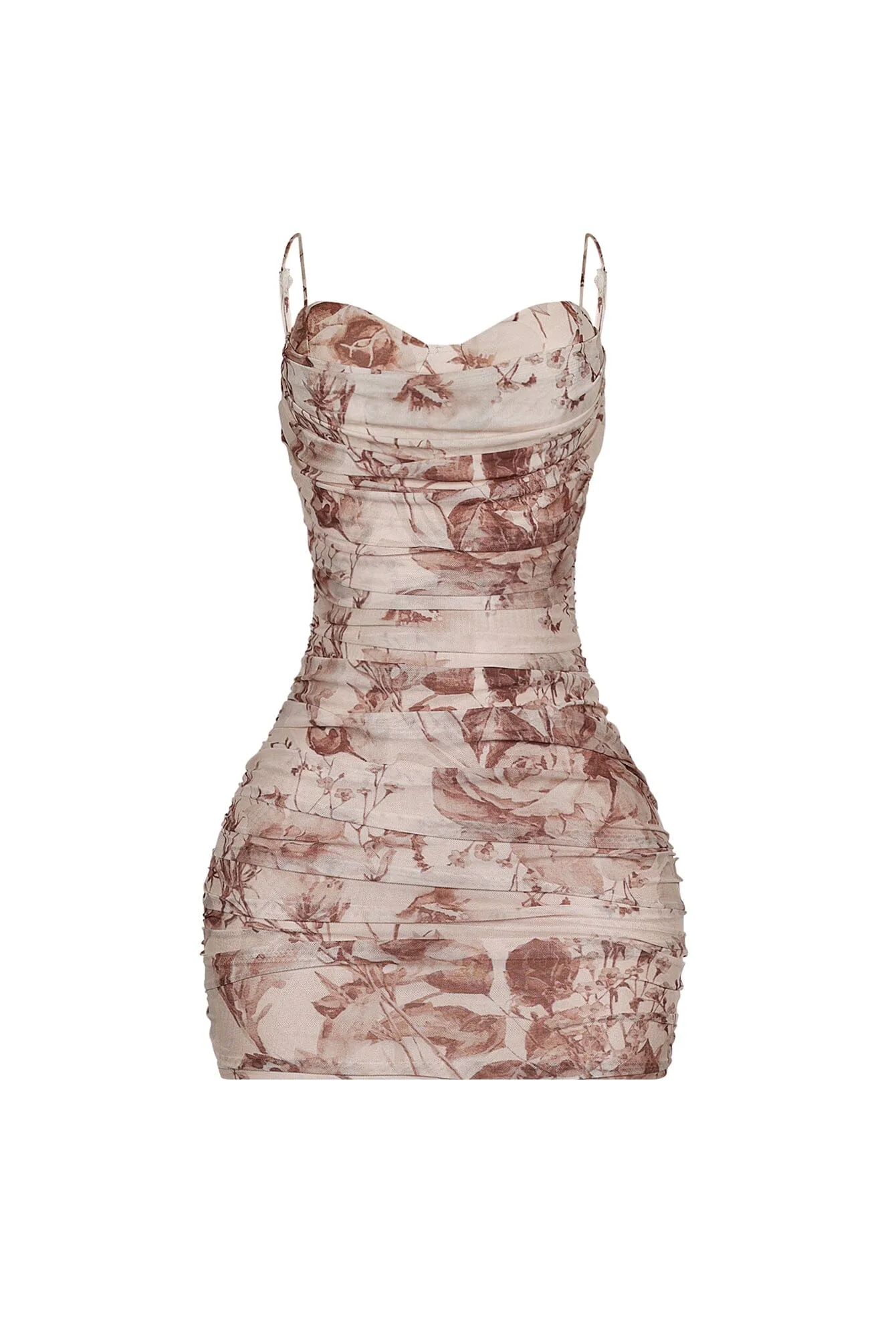 Bold Touches Flynn Mesh Print Tank Ruched Mini Dress