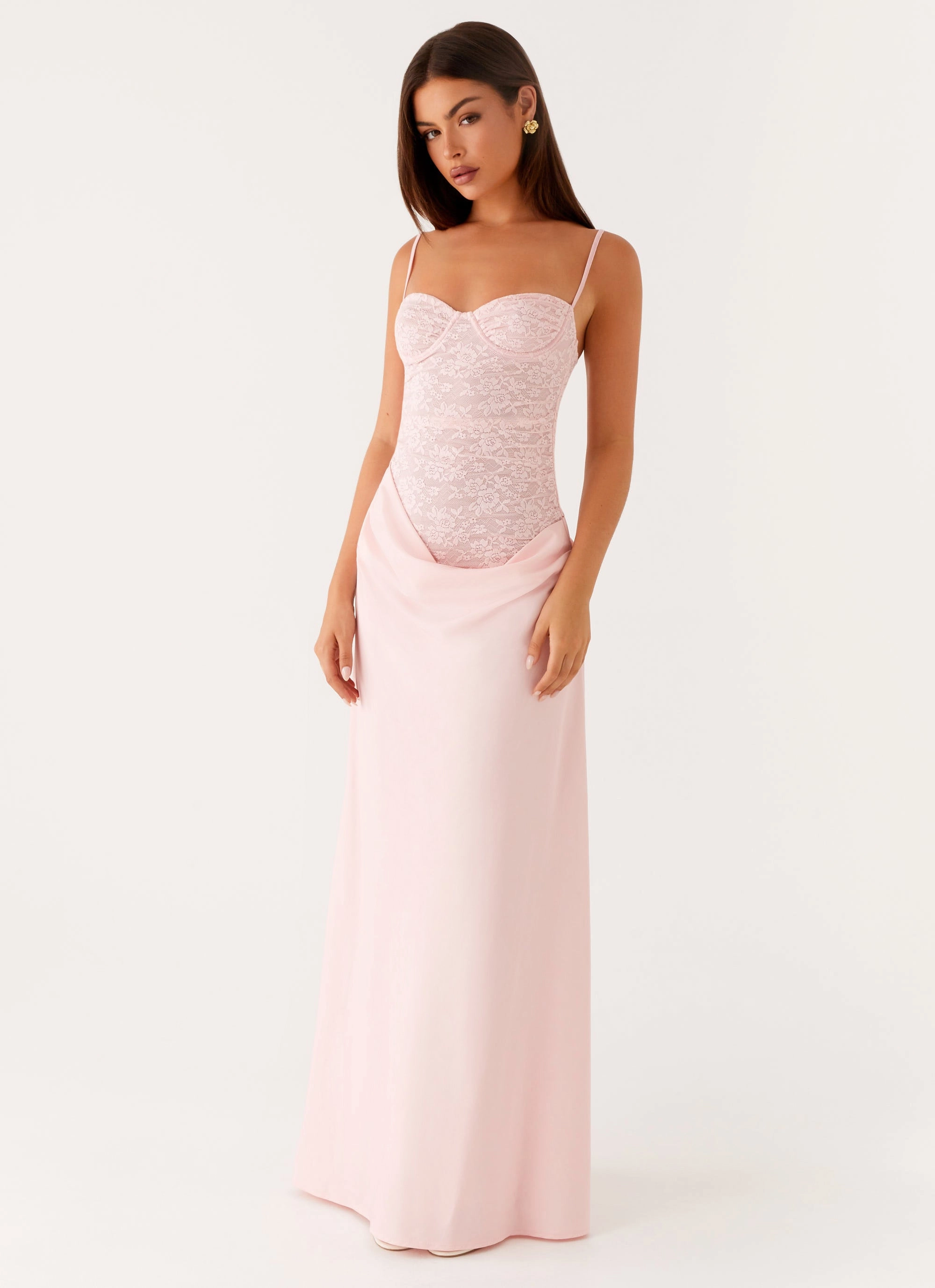 Romy Maxi Dress - Pink Lace Fine Saturated Hue