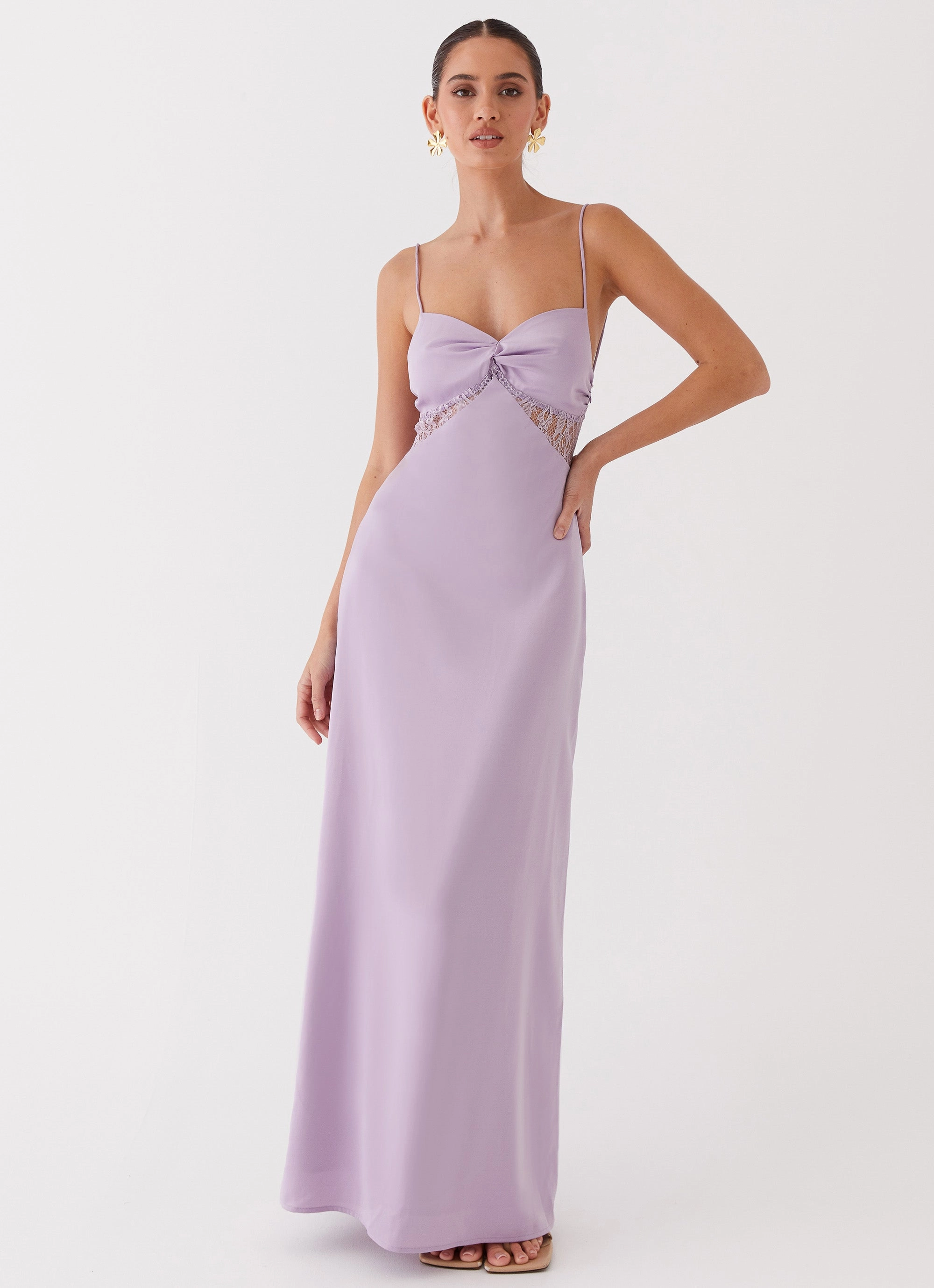 Dream Sight Lace Satin Maxi Dress - Lilac Brunch Fit