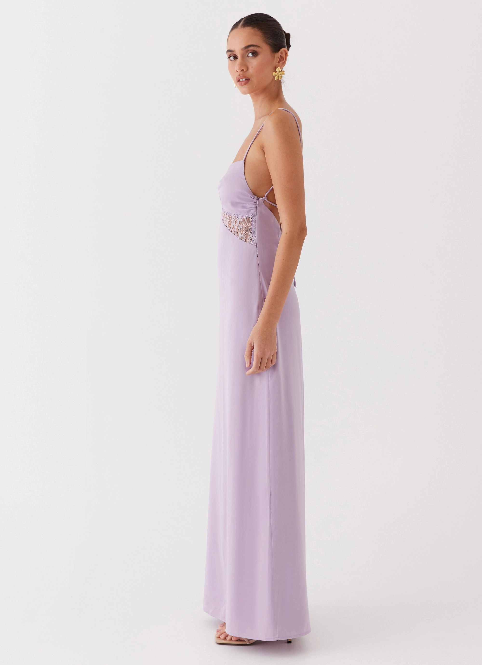 Dream Sight Lace Satin Maxi Dress - Lilac Soft Flow