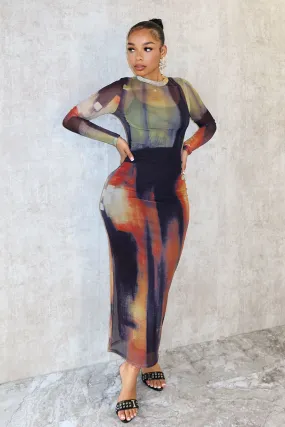 Leah Mesh Print Dress Daywear Fit petite size