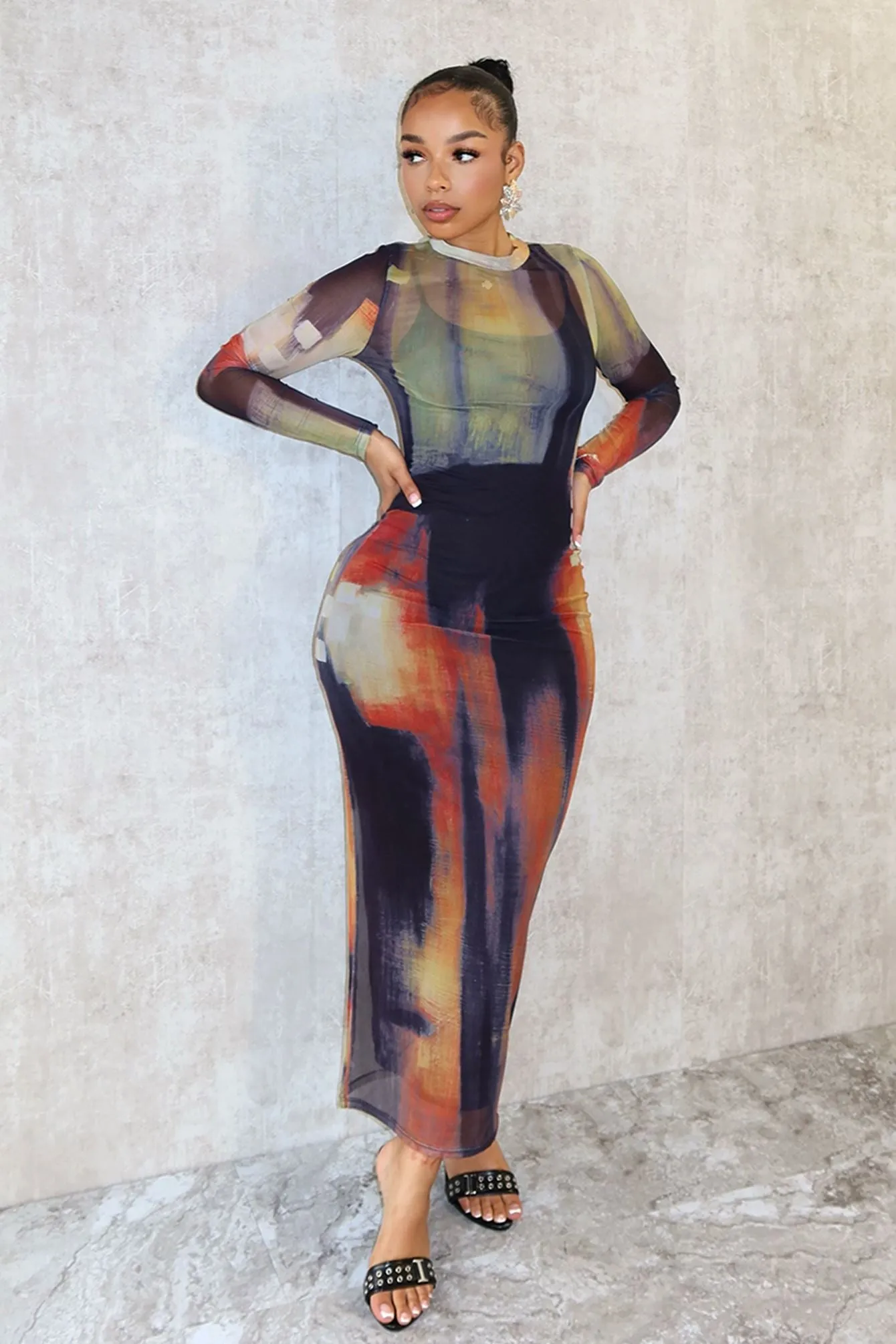 Resort-Wear FoldablePackaging Leah Mesh Print Dress