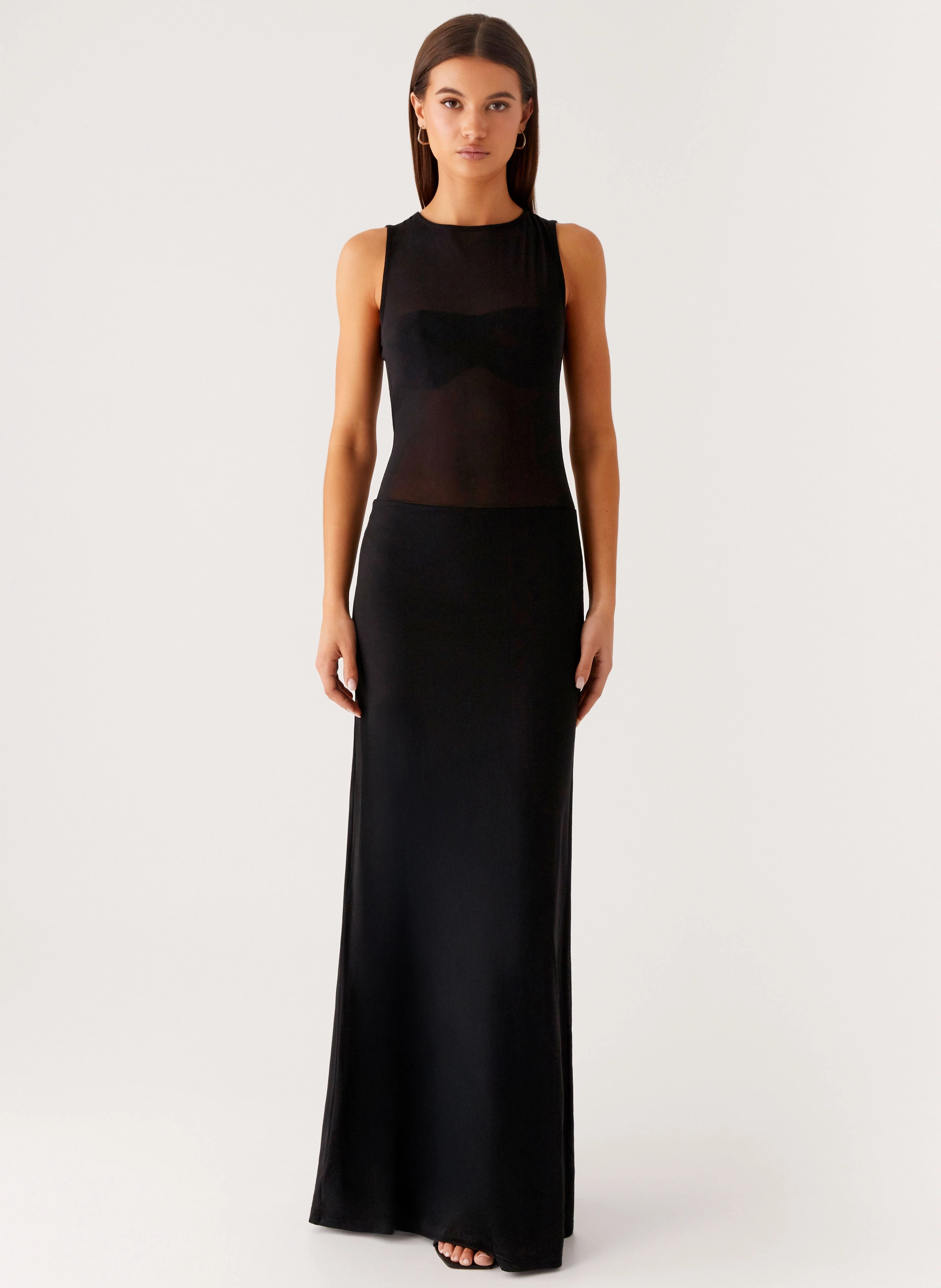 lyria Mesh Maxi Dress - Black Sophisticated and Relaxed