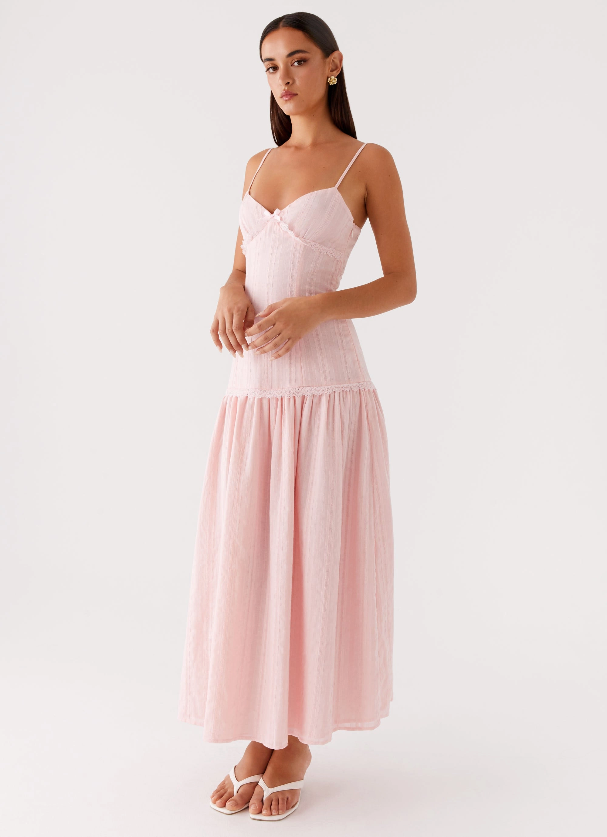 Pleated-Skirt Seamless-Look Found You Midi Dress - Pink