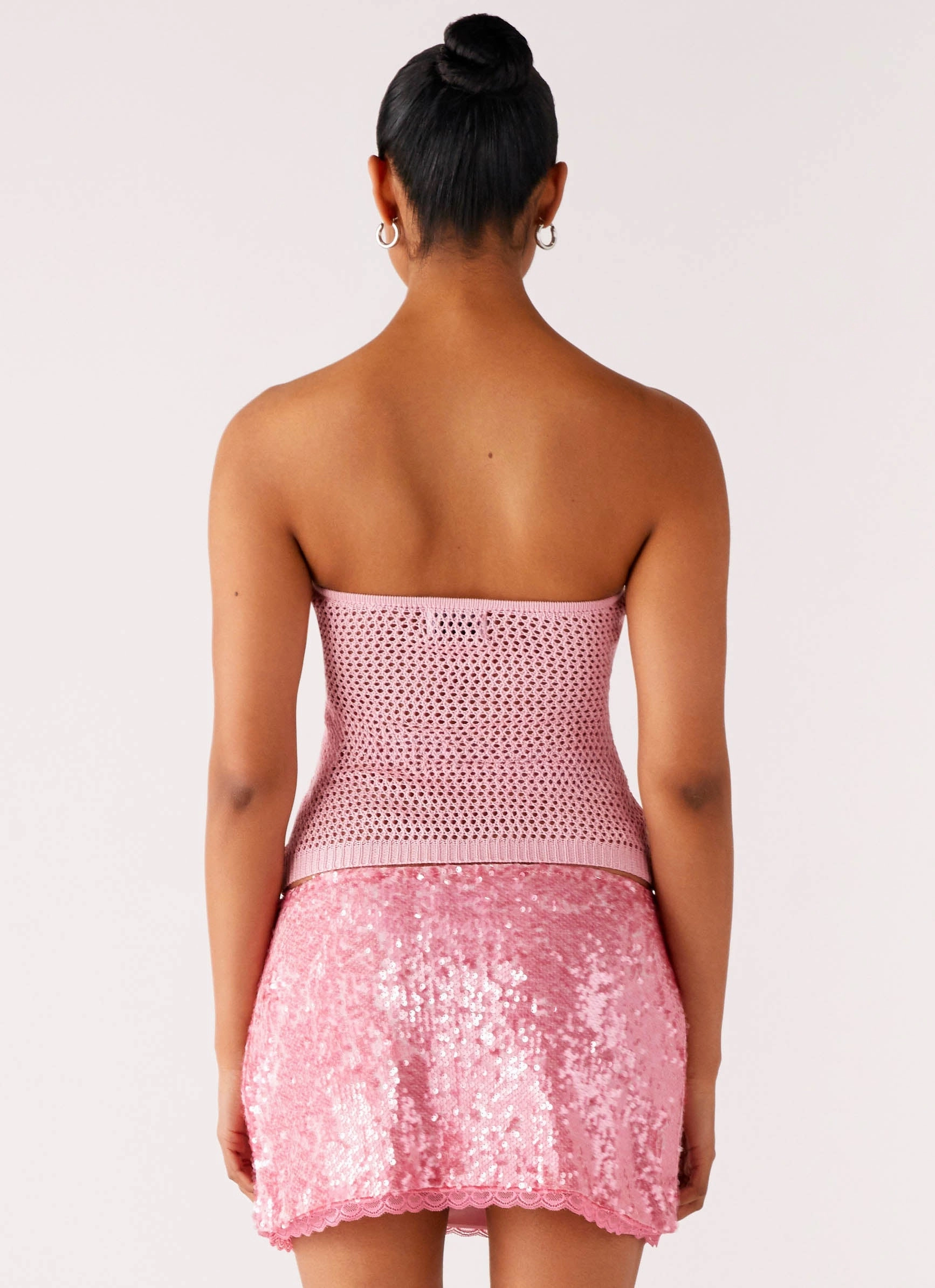 Durable Chainstitch Galia Crochet Top - Pink