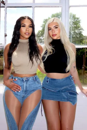 Kaylee Mock Neck Sleeve Less Top MidweightKnit