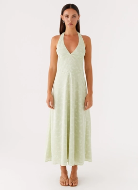 Sheer Panel Elegant Flow Francesca Midi Dress - Sage
