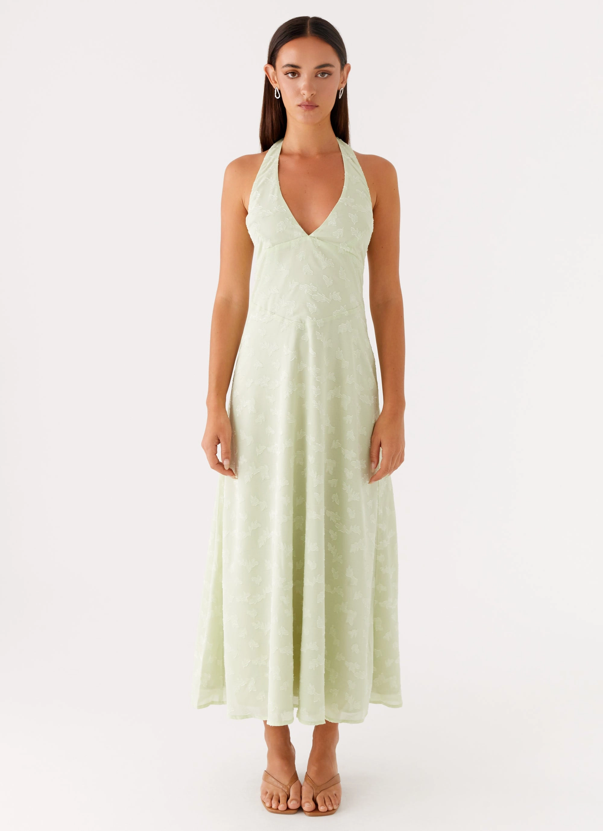 Sheer Panel Elegant Flow Francesca Midi Dress - Sage