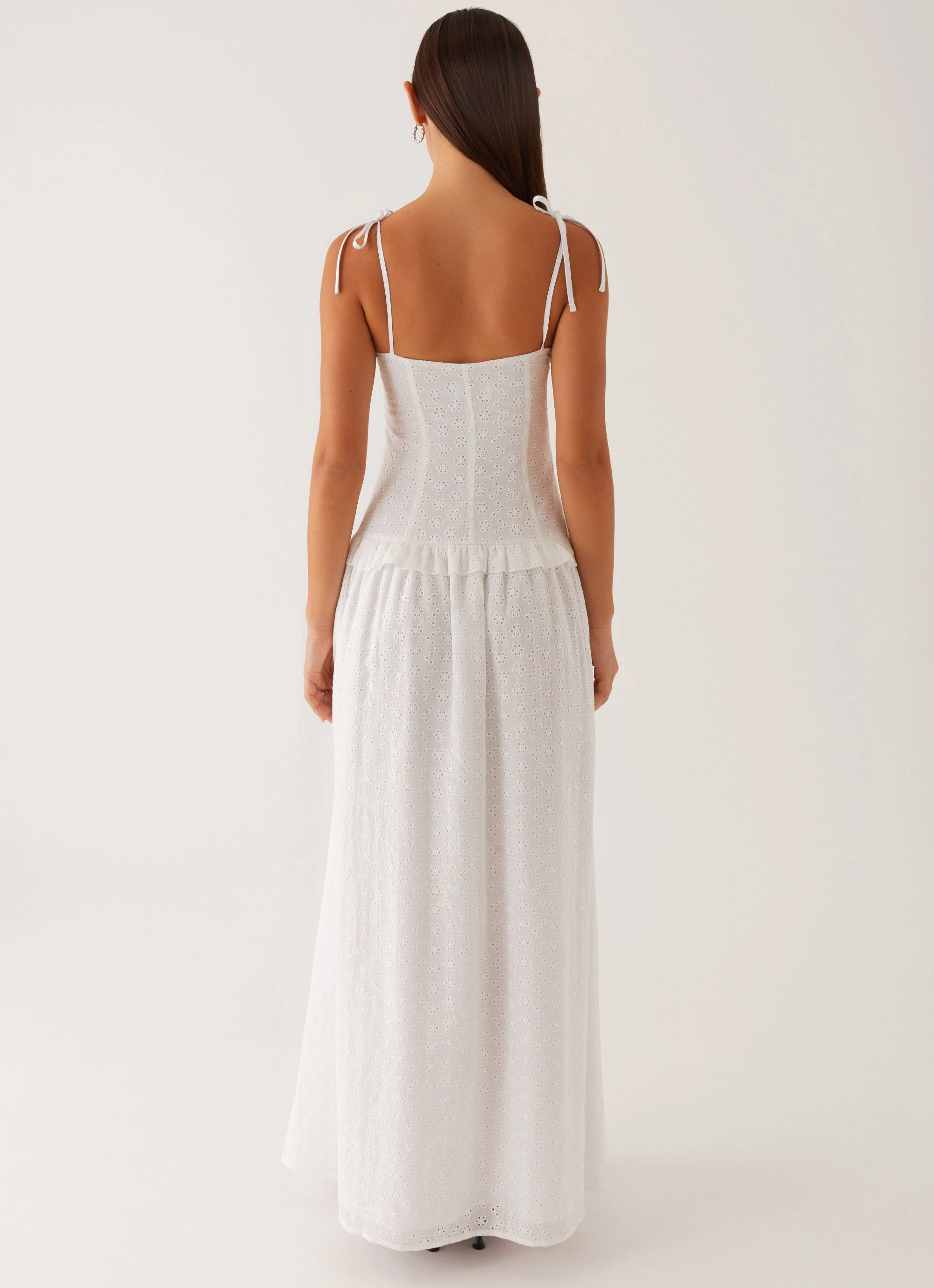 Reveria Twist Maxi Dress - Ivory Slit Detail Sporty Look