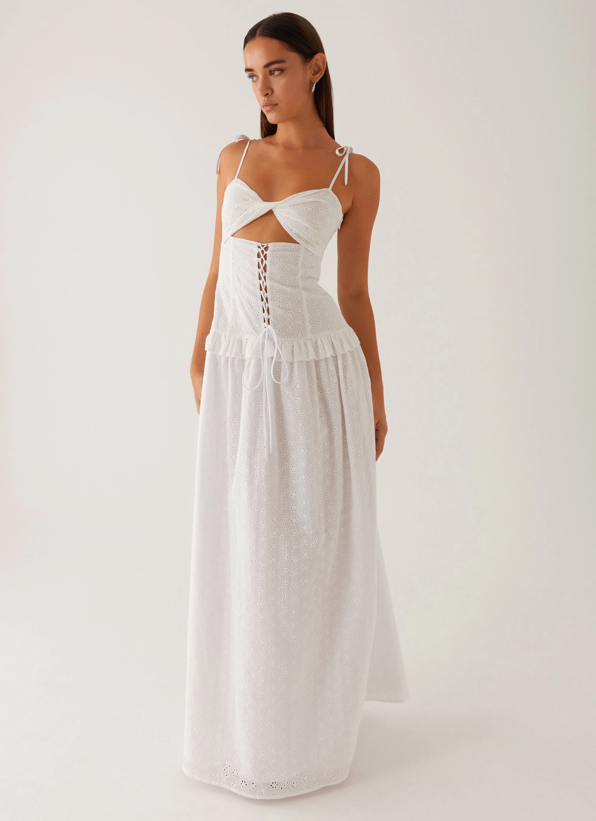 Reveria Twist Maxi Dress - Ivory Elegant Everyday