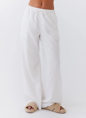 Fresh Face Linen Pants - White MoistureWicking