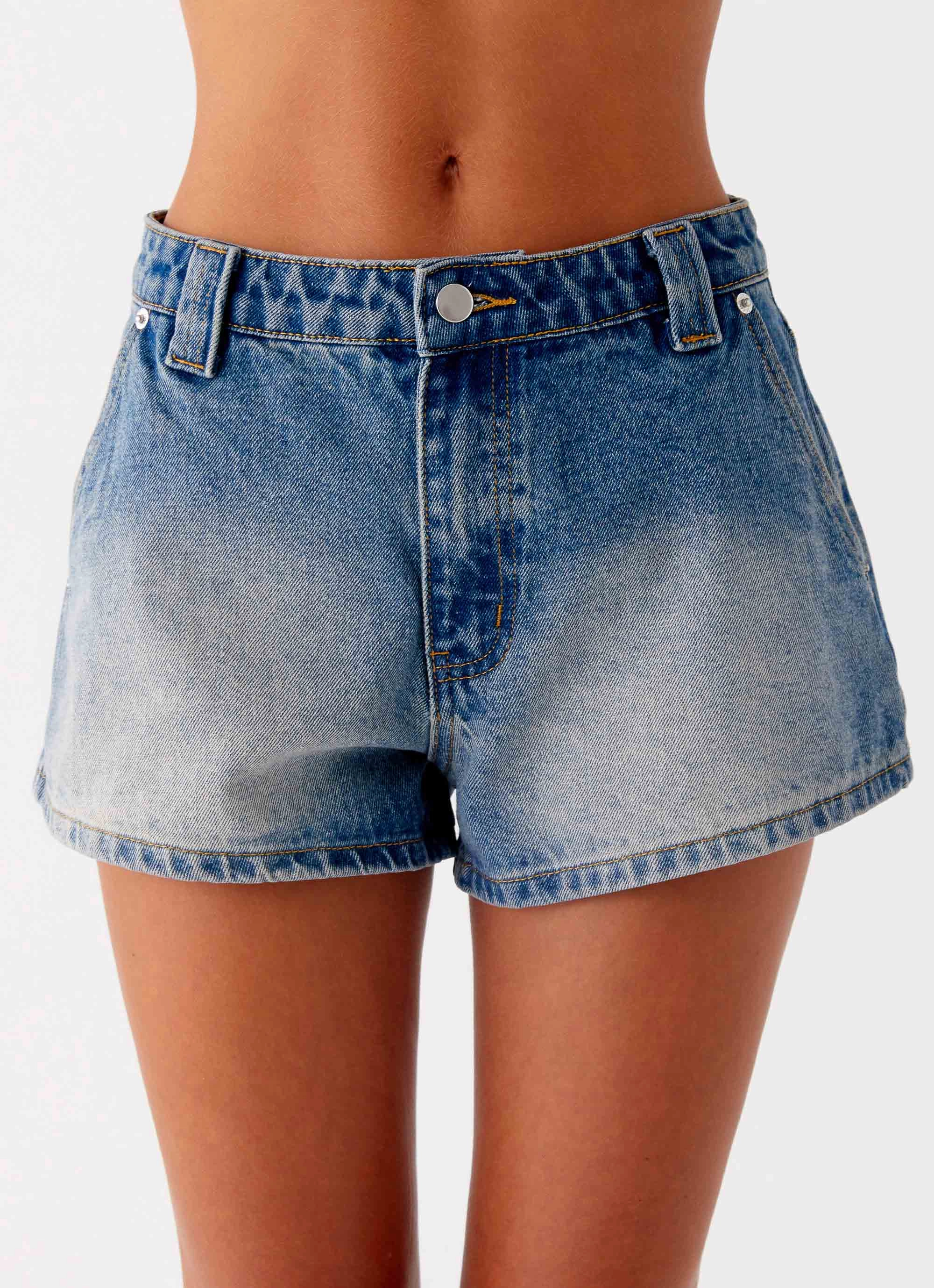 AbrasionResistant Frida Denim Shorts - Vintage Wash Blue