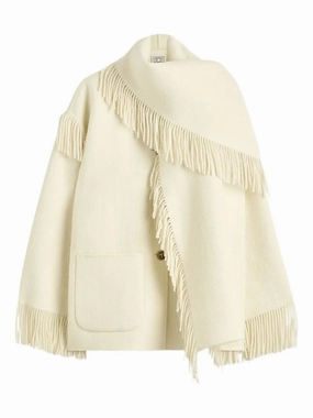 Fringed Scarf Jacket in Winter White window - shopping Protect