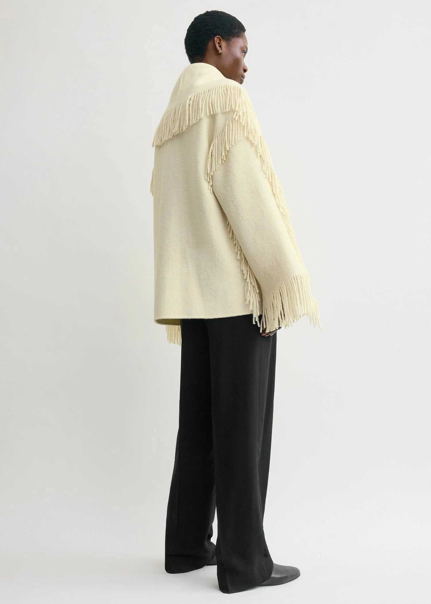 Fringed Scarf Jacket in Winter White Moisture Wicking Technology