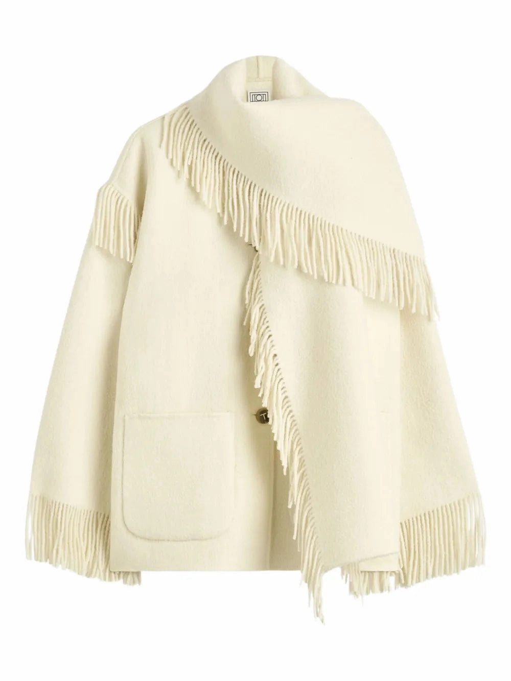 Fringed Scarf Jacket in Winter White window - shopping Protect